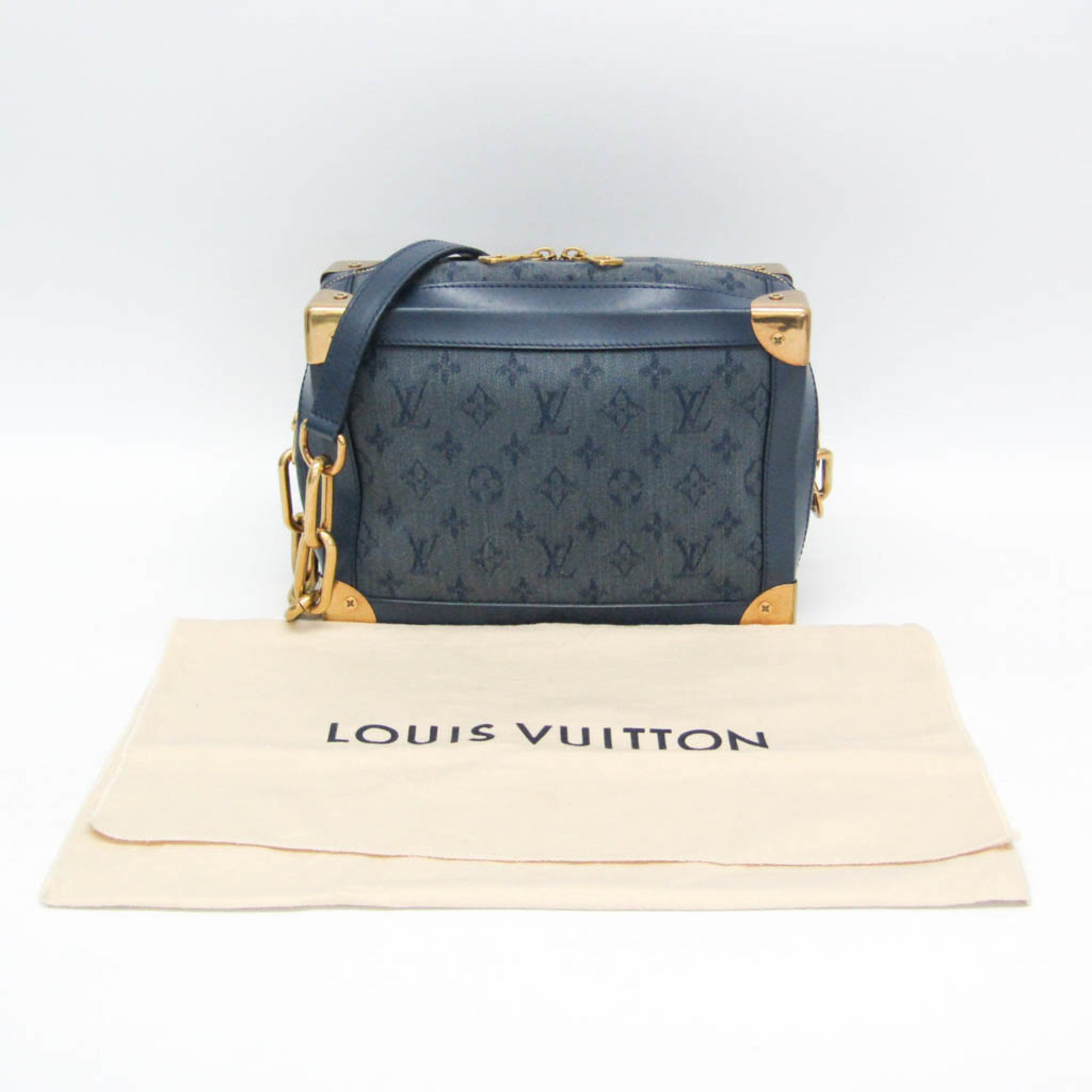 LOV Monogram Denim Soft Trunk M44723 Women's Shoulder Bag Blue
