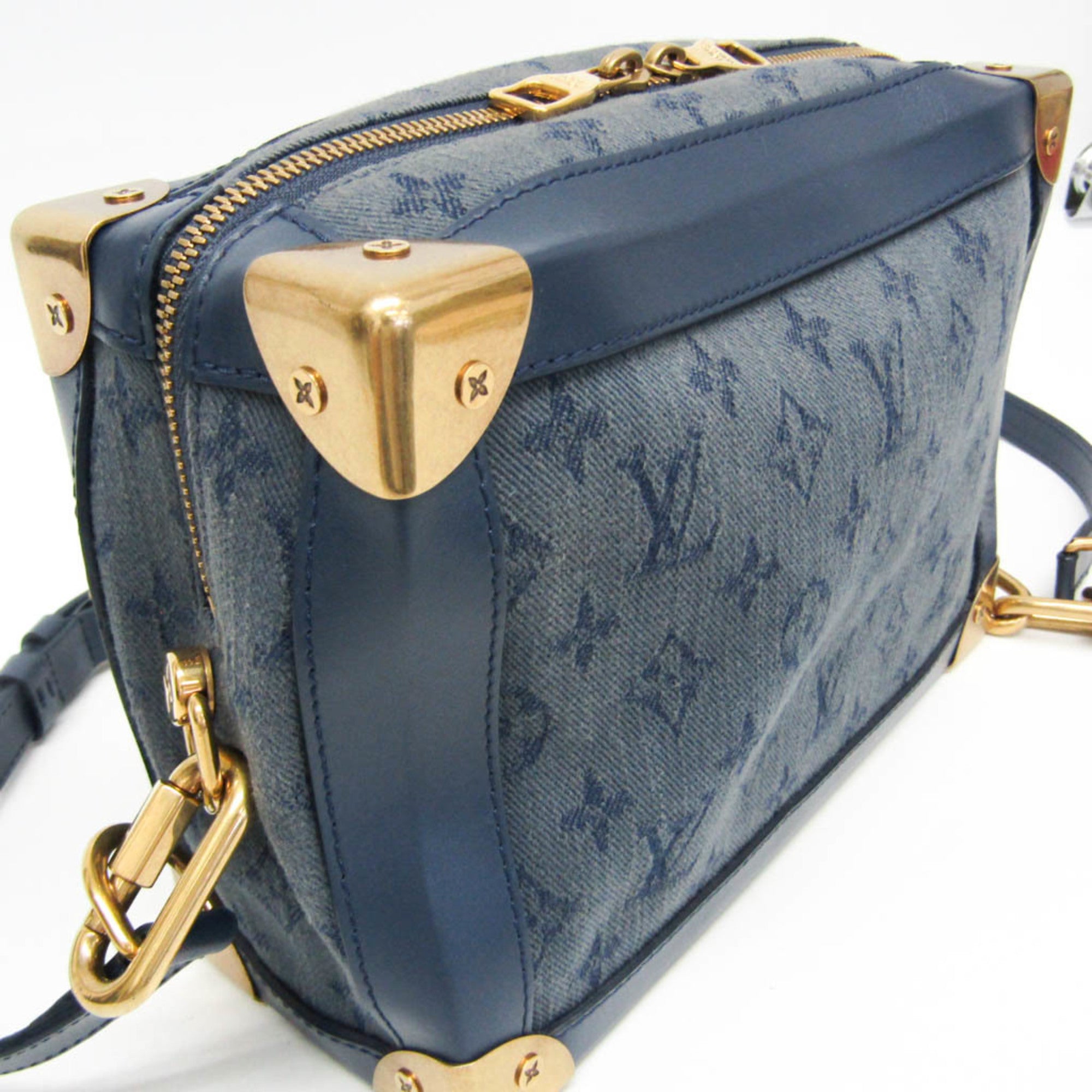 LOV Monogram Denim Soft Trunk M44723 Women's Shoulder Bag Blue