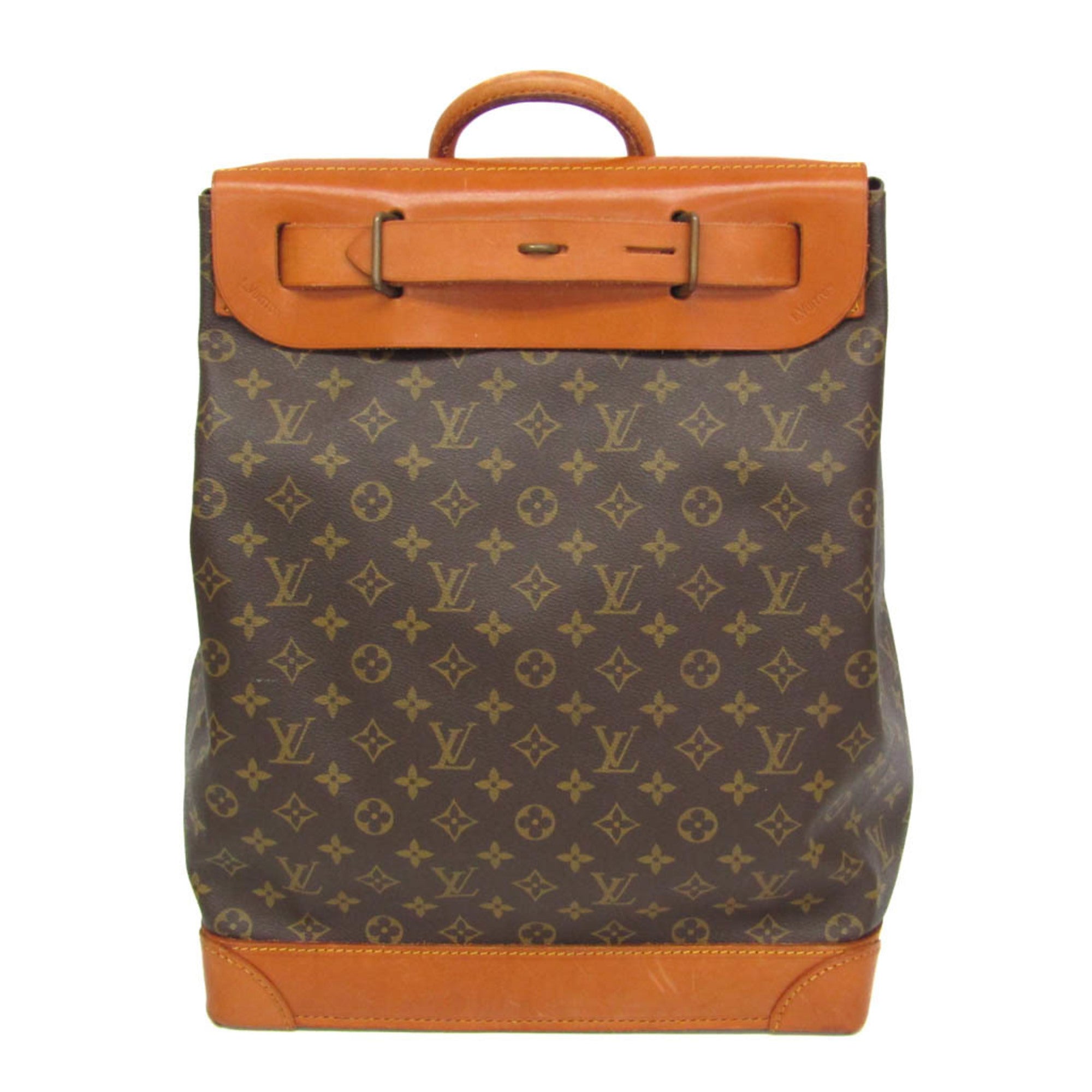 LOV Monogram Steamer 35 Men,Women Boston Bag Brown