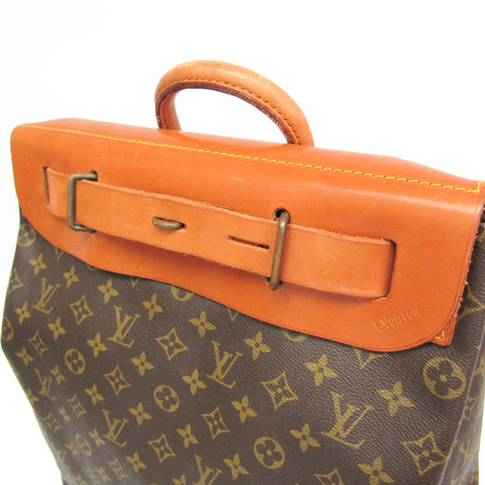 LOV Monogram Steamer 35 Men,Women Boston Bag Brown