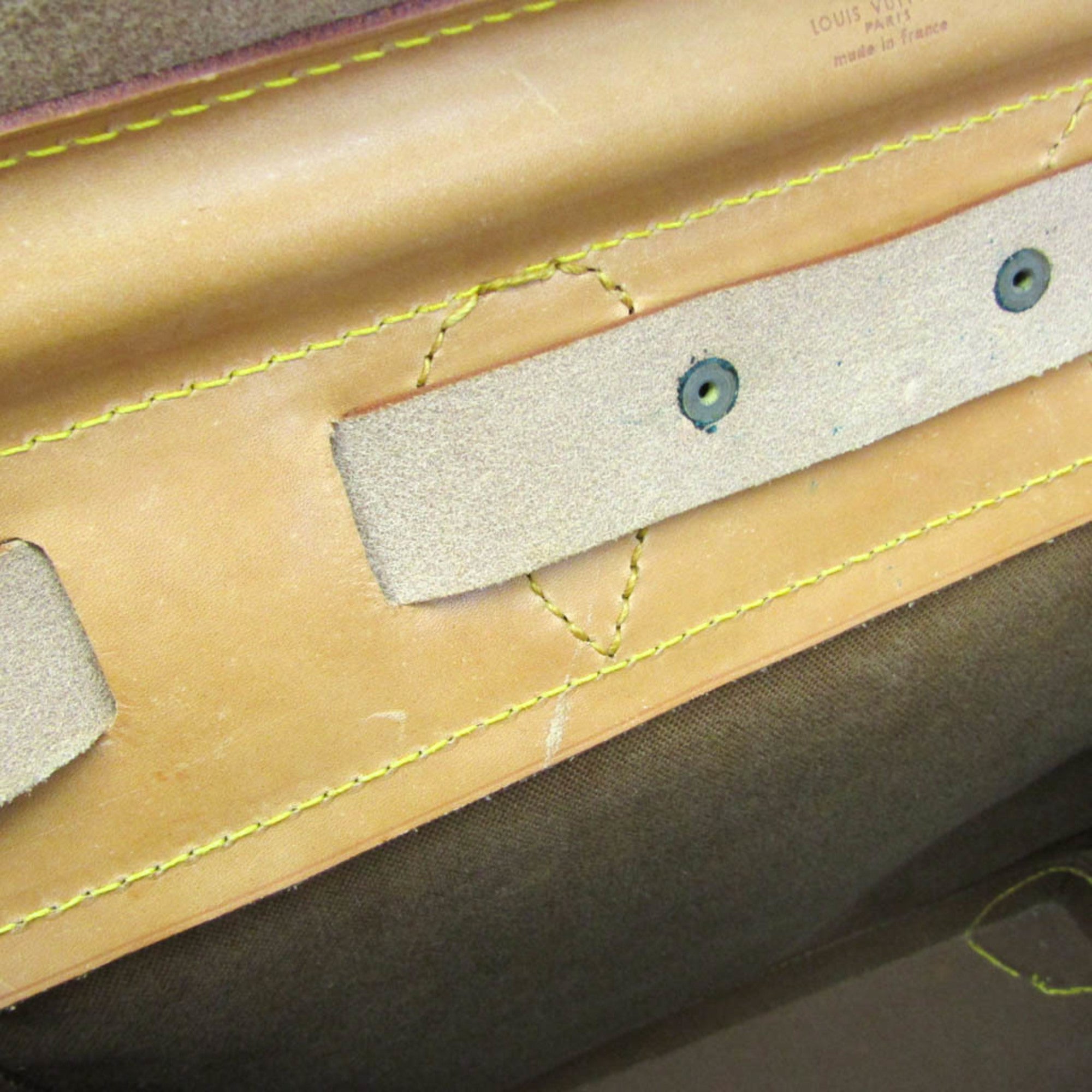 LOV Monogram Steamer 35 Men,Women Boston Bag Brown