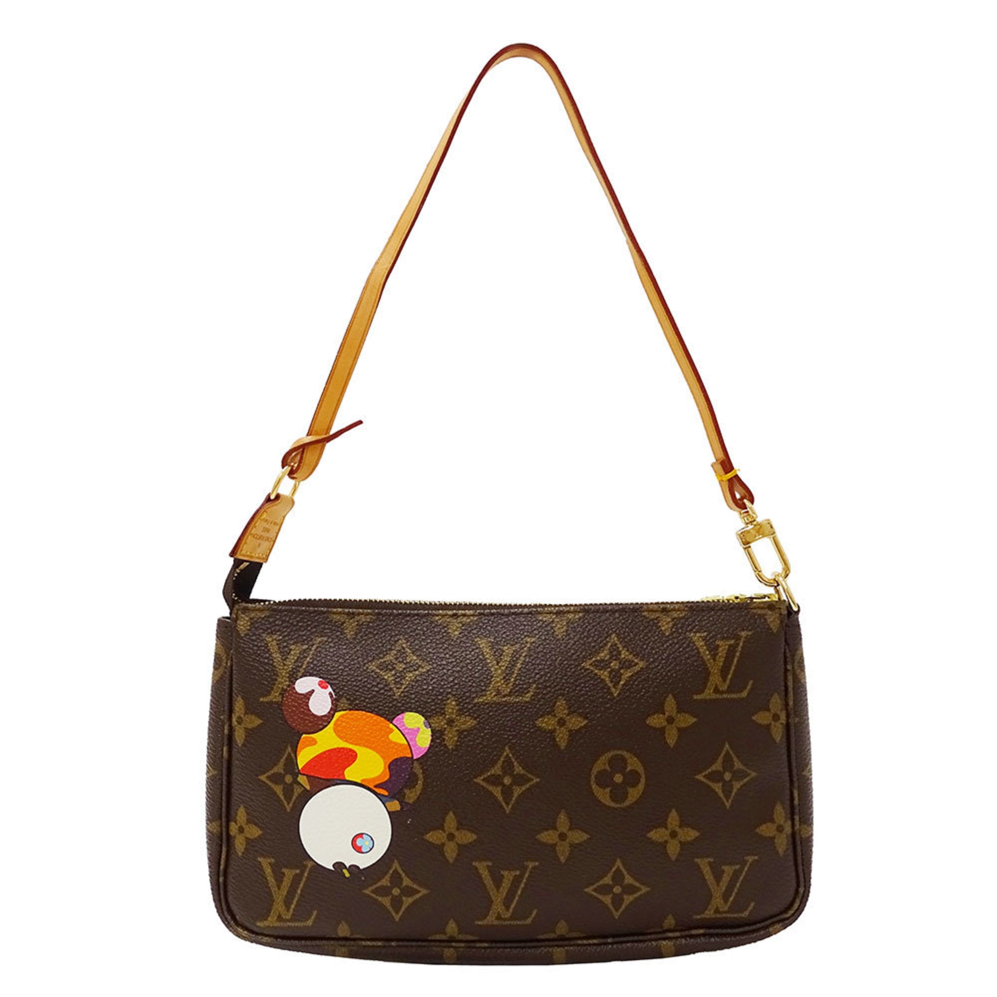 LOV Monogram Panda Pochette Accessoires (Brown) M51981, a women's pouch/accessory case in collaboration with Takashi Murakami.