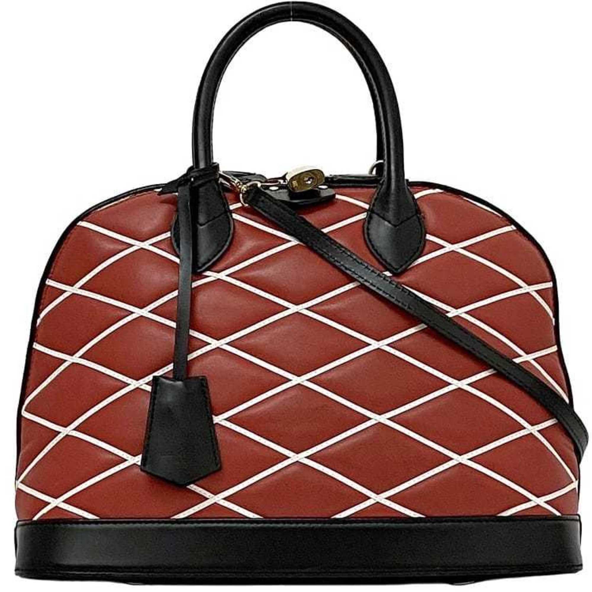 LOV Handbag Alma PM f-22474 Red Black Maltage 2WY Shoulder Bag Leather FO4104 LOUIS VUITTON Freestanding Quilting Women's Men's Stitching