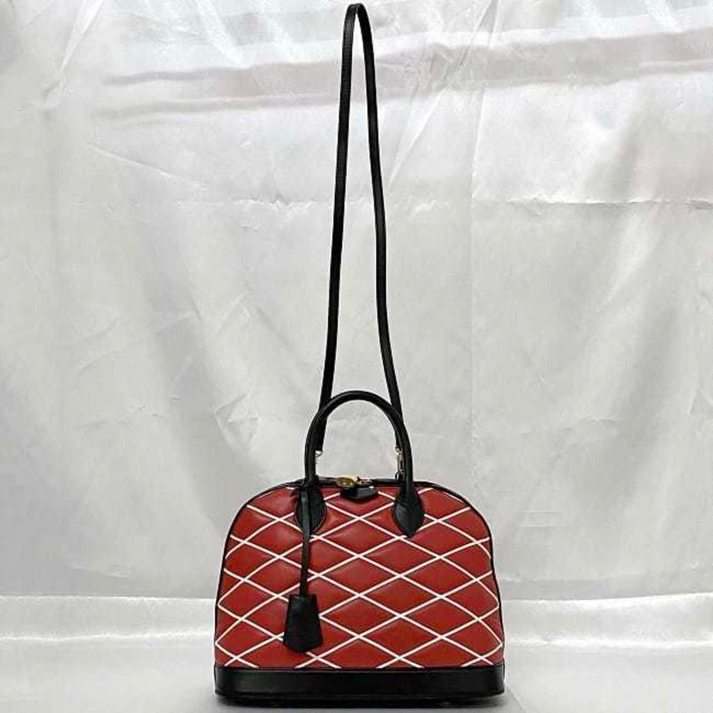 LOV Handbag Alma PM f-22474 Red Black Maltage 2WY Shoulder Bag Leather FO4104 LOUIS VUITTON Freestanding Quilting Women's Men's Stitching