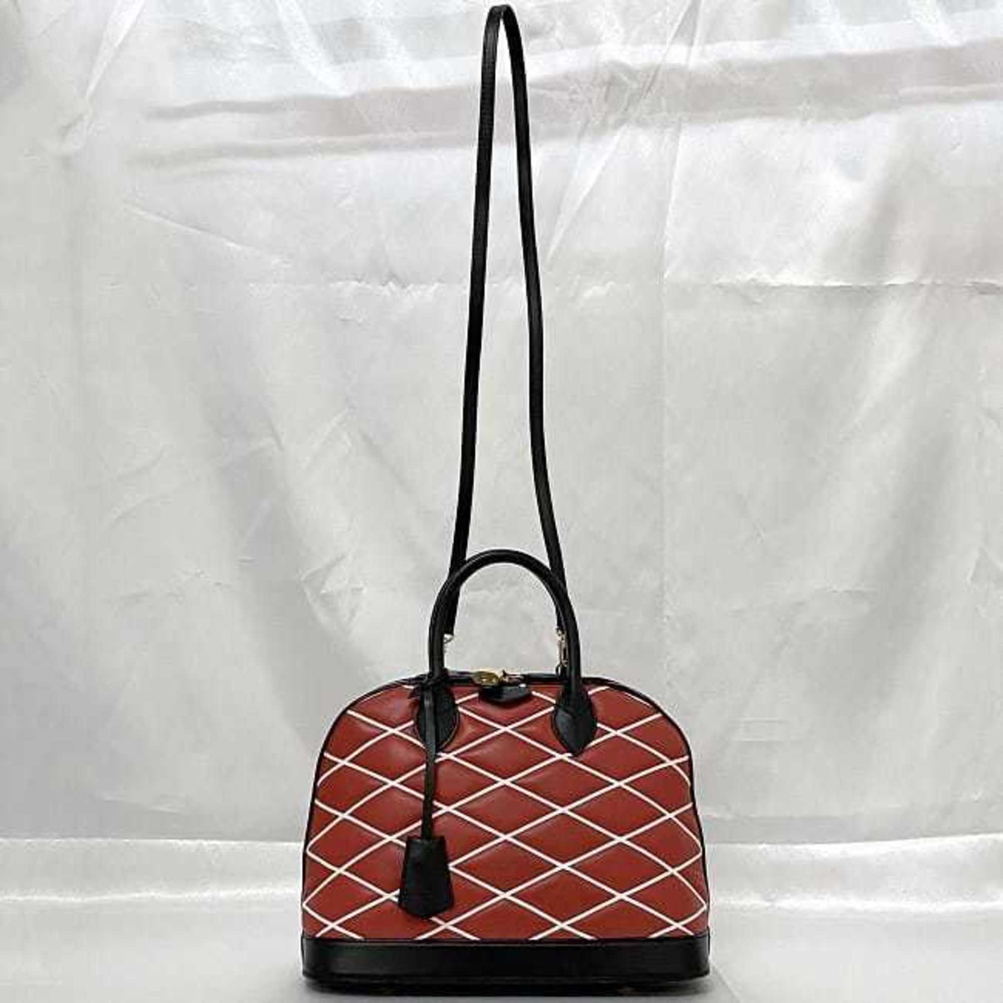 LOV Handbag Alma PM f-22474 Red Black Maltage 2WY Shoulder Bag Leather FO4104 LOUIS VUITTON Freestanding Quilting Women's Men's Stitching