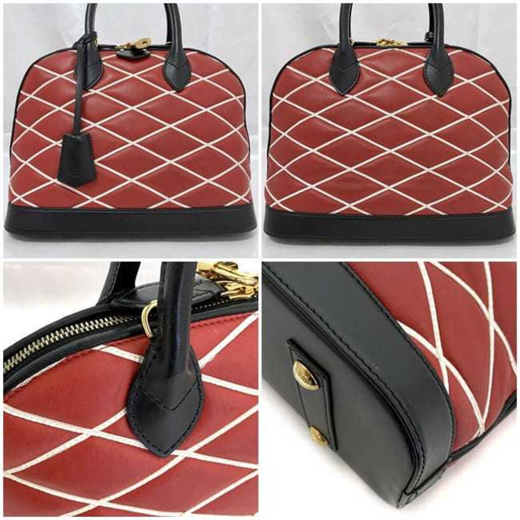 LOV Handbag Alma PM f-22474 Red Black Maltage 2WY Shoulder Bag Leather FO4104 LOUIS VUITTON Freestanding Quilting Women's Men's Stitching