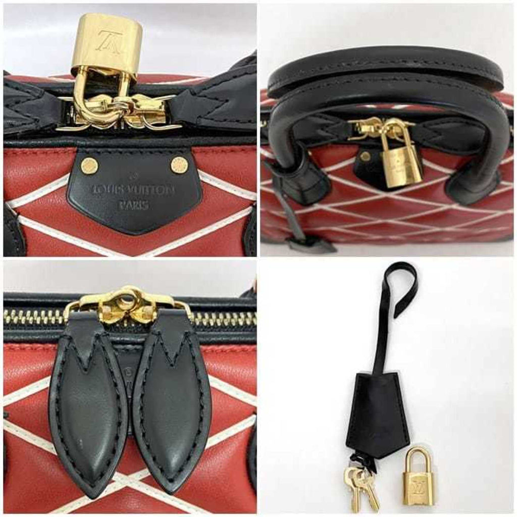 LOV Handbag Alma PM f-22474 Red Black Maltage 2WY Shoulder Bag Leather FO4104 LOUIS VUITTON Freestanding Quilting Women's Men's Stitching