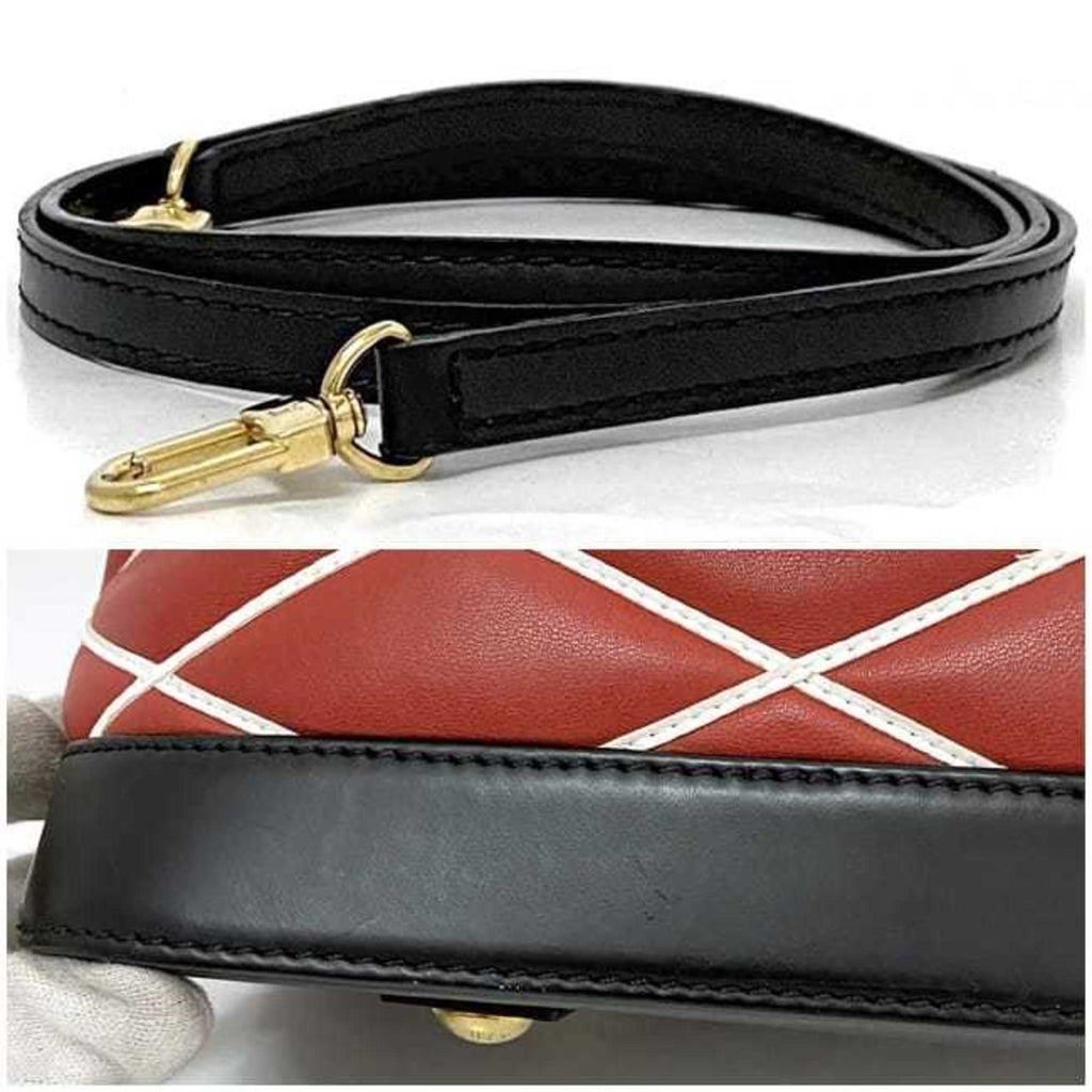 LOV Handbag Alma PM f-22474 Red Black Maltage 2WY Shoulder Bag Leather FO4104 LOUIS VUITTON Freestanding Quilting Women's Men's Stitching