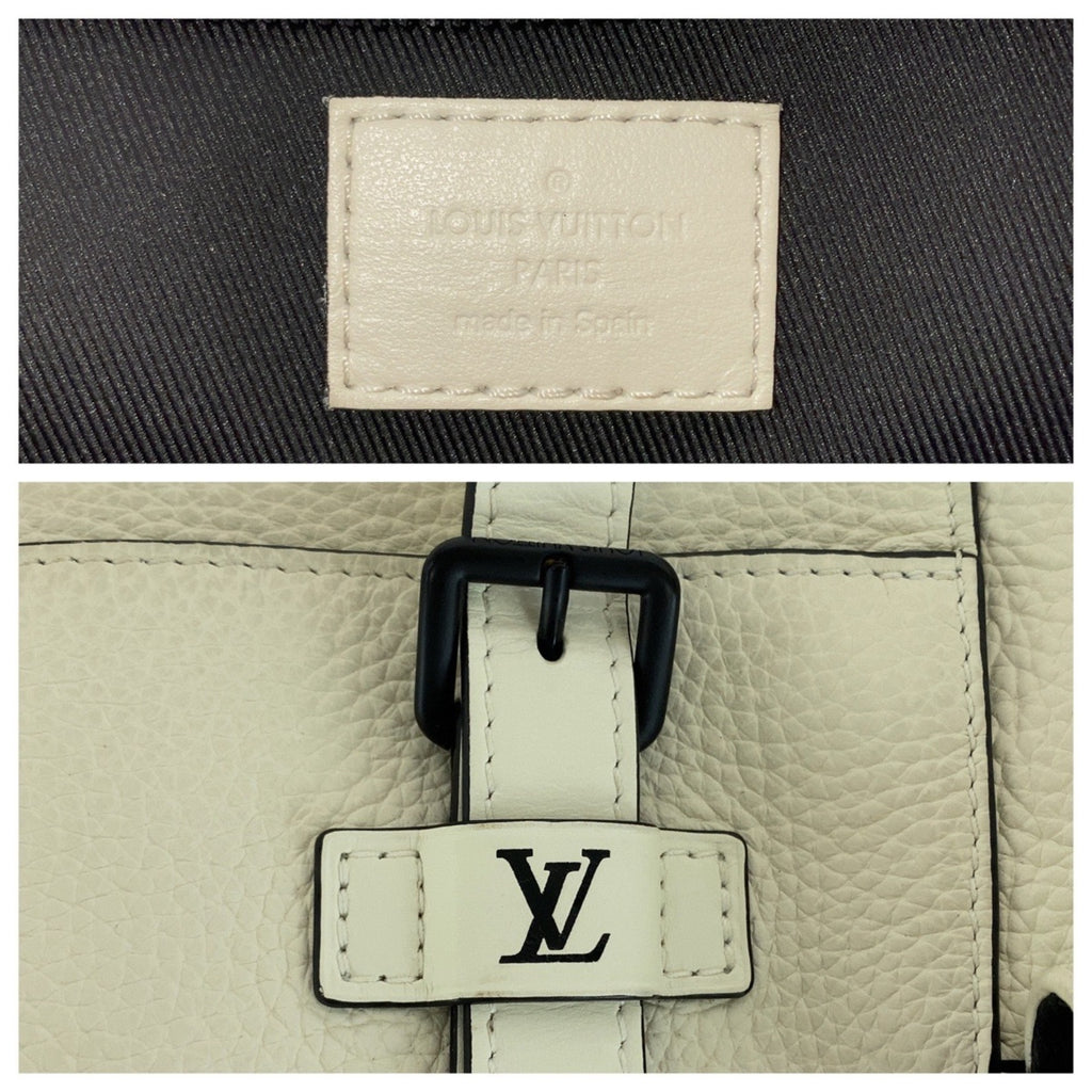 LOV Louis Vuitton Taurillon Christopher Tote in White, Cream, and Black Leather with Hardware, M58477, Men's Bag, Handbag