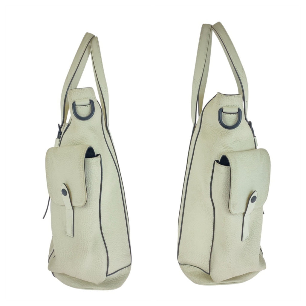 LOV Louis Vuitton Taurillon Christopher Tote in White, Cream, and Black Leather with Hardware, M58477, Men's Bag, Handbag