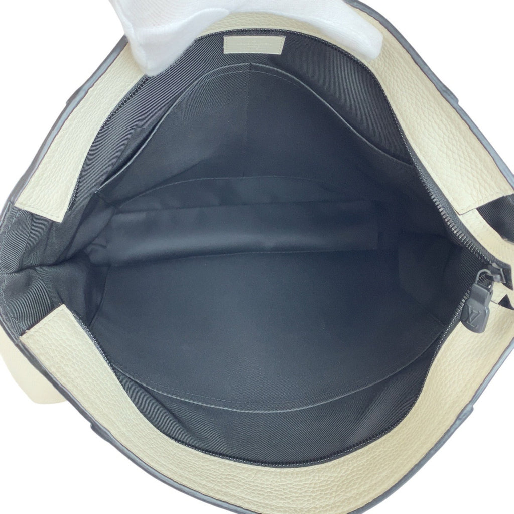 LOV Louis Vuitton Taurillon Christopher Tote in White, Cream, and Black Leather with Hardware, M58477, Men's Bag, Handbag