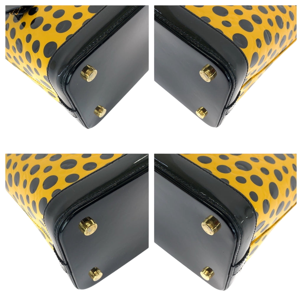 LOV Louis Vuitton Lockit MM Jaune Yellow Black Gold Hardware Patent Leather M91398 Handbag for Women