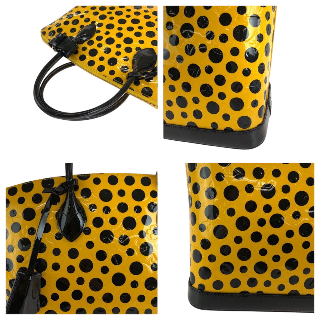 LOV Louis Vuitton Lockit MM Jaune Yellow Black Gold Hardware Patent Leather M91398 Handbag for Women