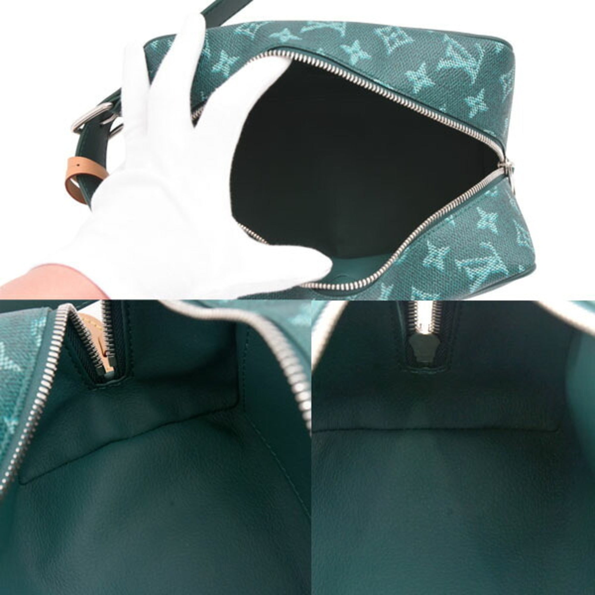 LOV Locker Top Kit Monogram Heritage Treasure Bag Pouch Green M12688