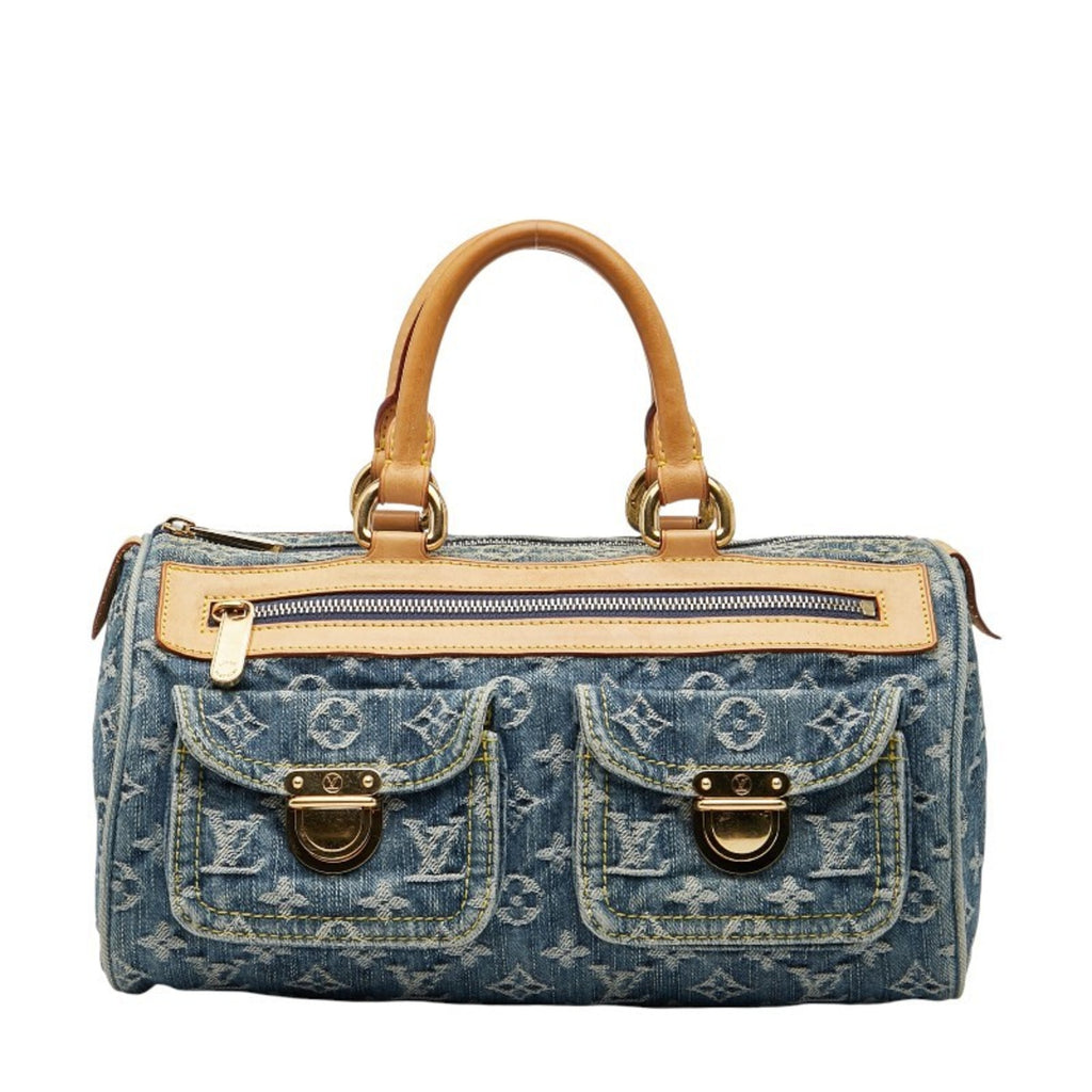 LOV Monogram Denim Neo Speedy Handbag Mini Boston Bag M95019 Indigo Blue Canvas and Leather Women's LOUIS VUITTON