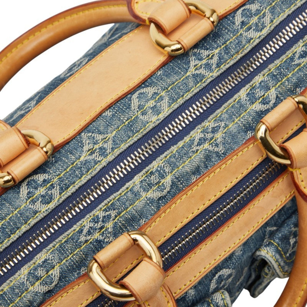 LOV Monogram Denim Neo Speedy Handbag Mini Boston Bag M95019 Indigo Blue Canvas and Leather Women's LOUIS VUITTON