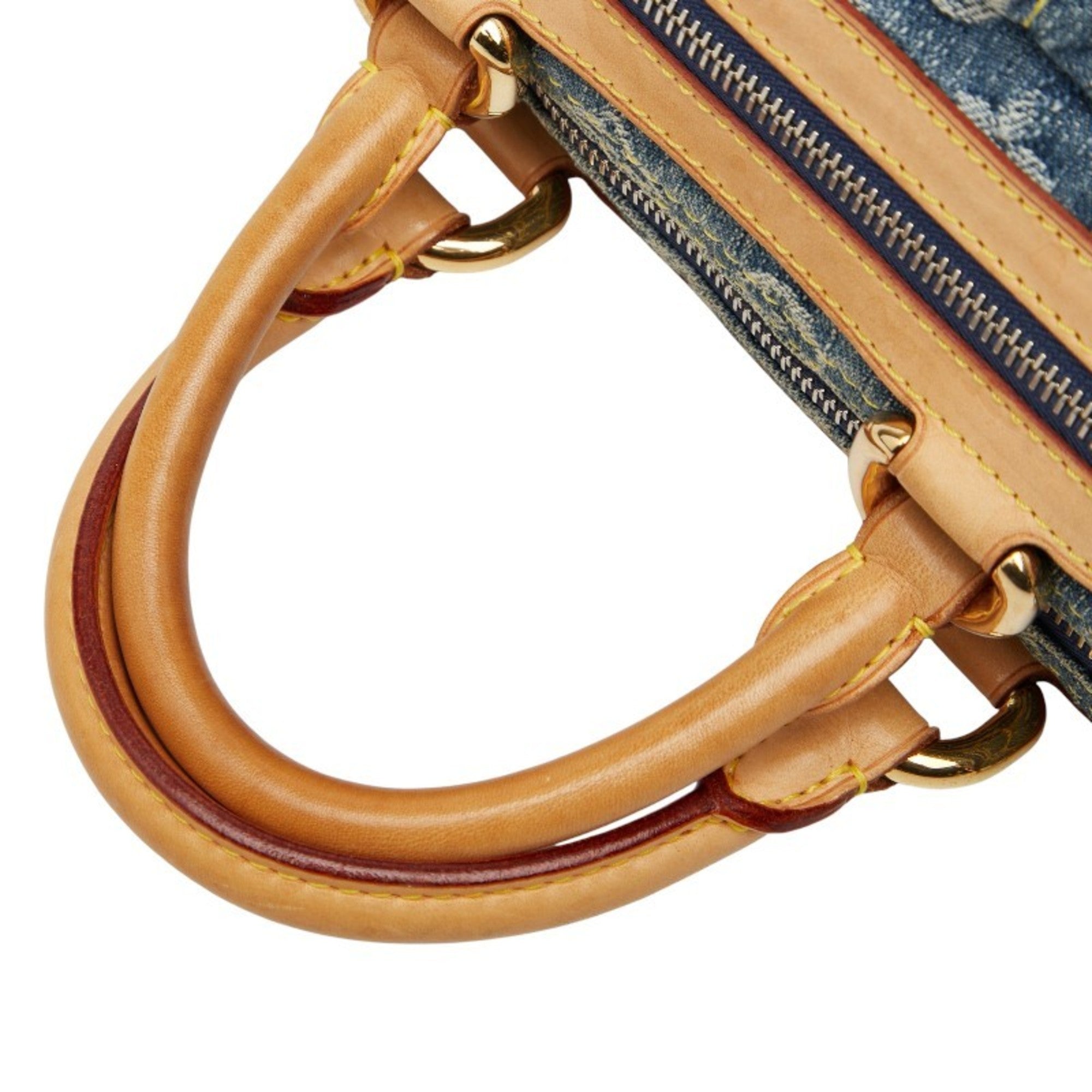 LOV Monogram Denim Neo Speedy Handbag Mini Boston Bag M95019 Indigo Blue Canvas and Leather Women's LOUIS VUITTON