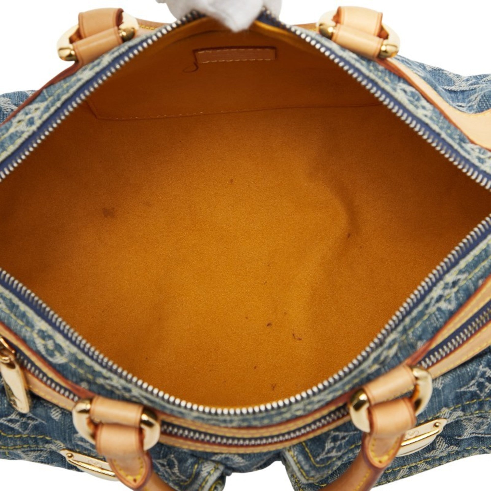 LOV Monogram Denim Neo Speedy Handbag Mini Boston Bag M95019 Indigo Blue Canvas and Leather Women's LOUIS VUITTON