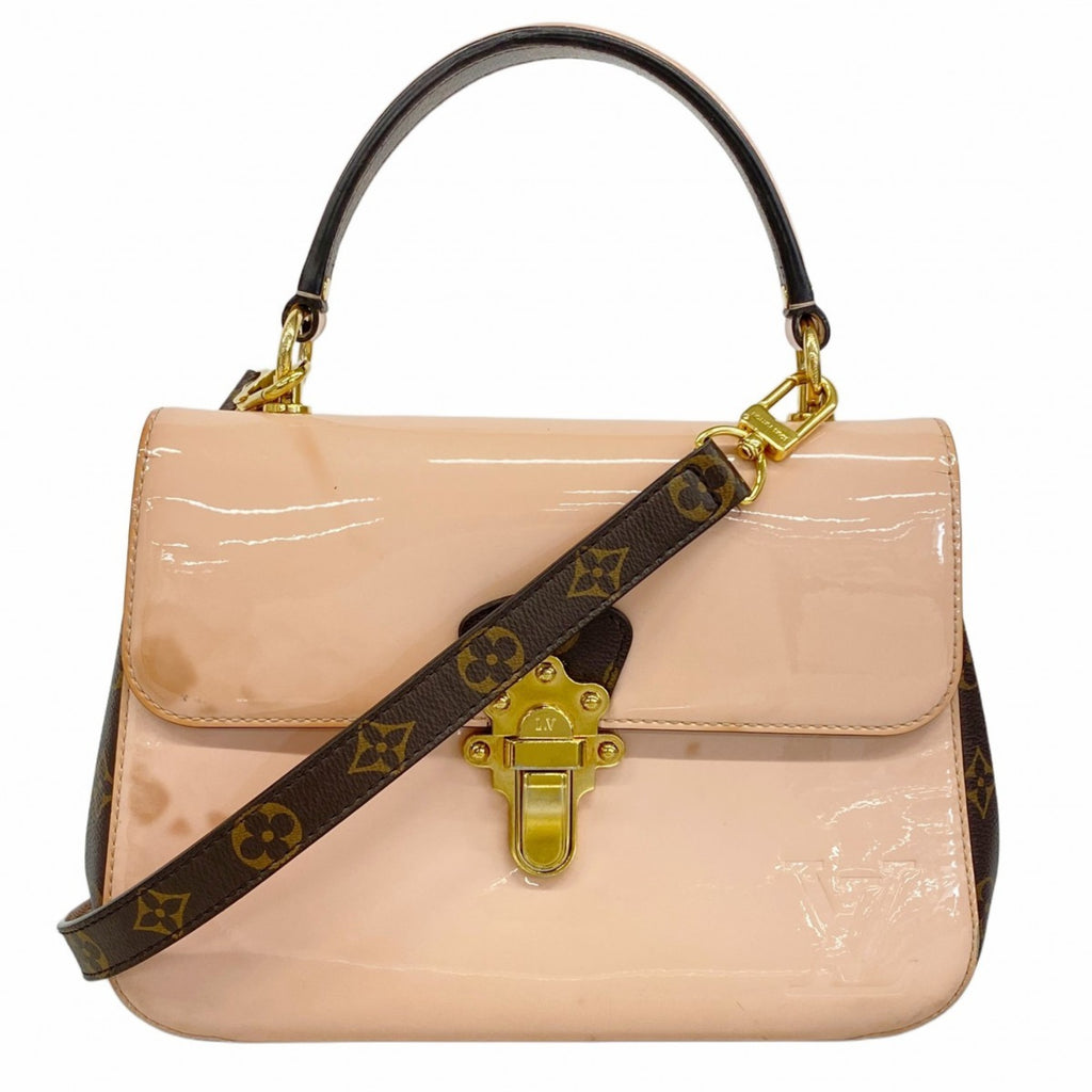LOV Monogram Vernis Cherrywood PM Handbag M53355 Brown Rose Ballerine 2-Way Bag for Women