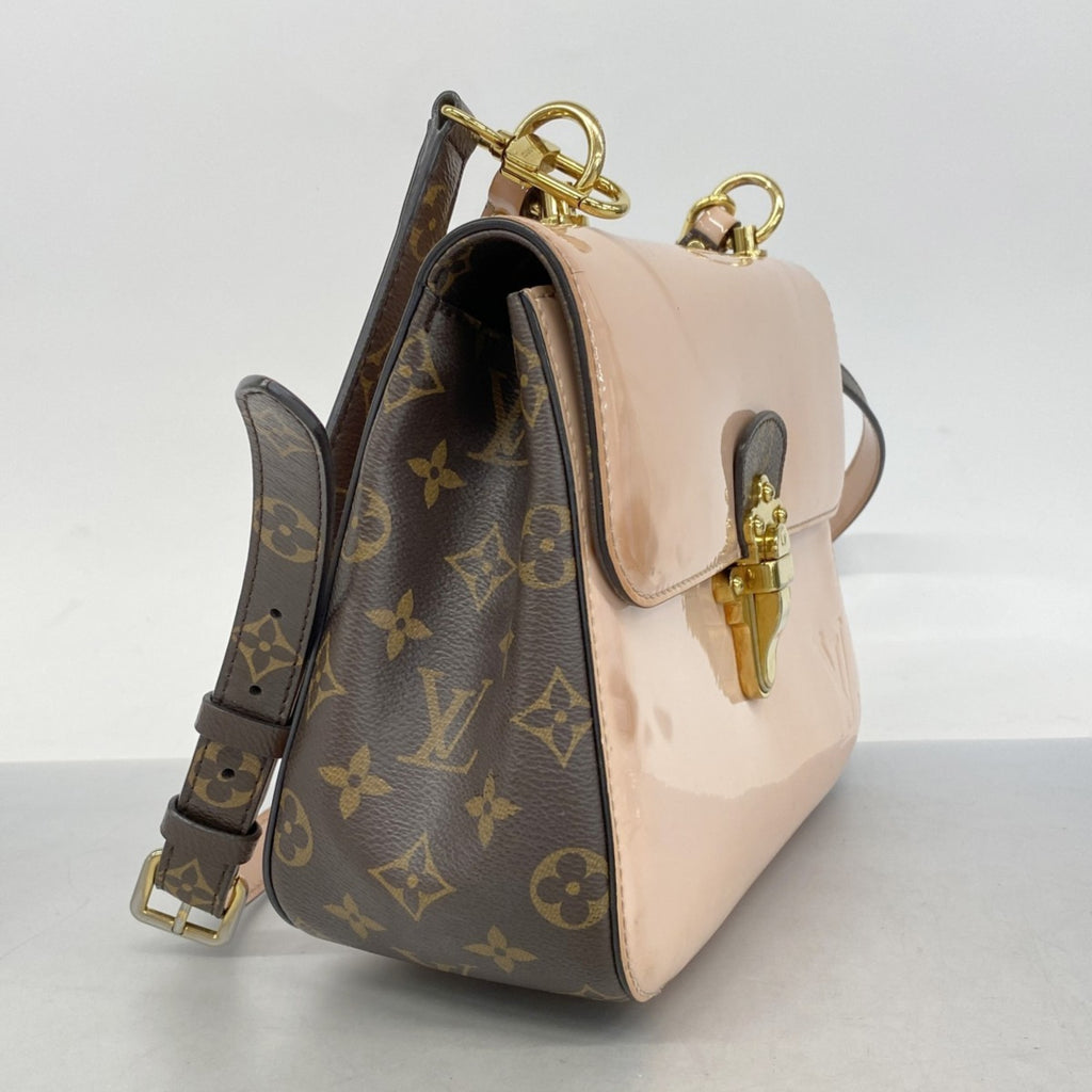 LOV Monogram Vernis Cherrywood PM Handbag M53355 Brown Rose Ballerine 2-Way Bag for Women