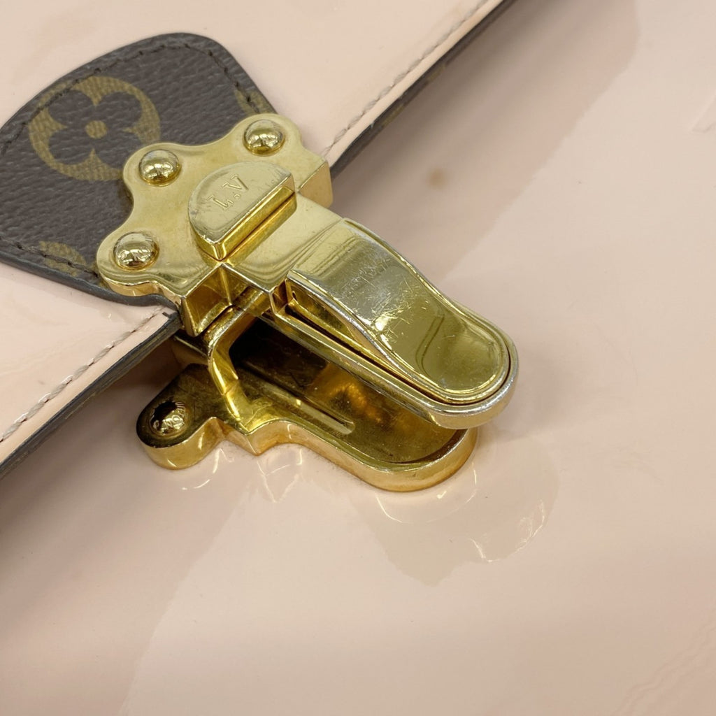 LOV Monogram Vernis Cherrywood PM Handbag M53355 Brown Rose Ballerine 2-Way Bag for Women