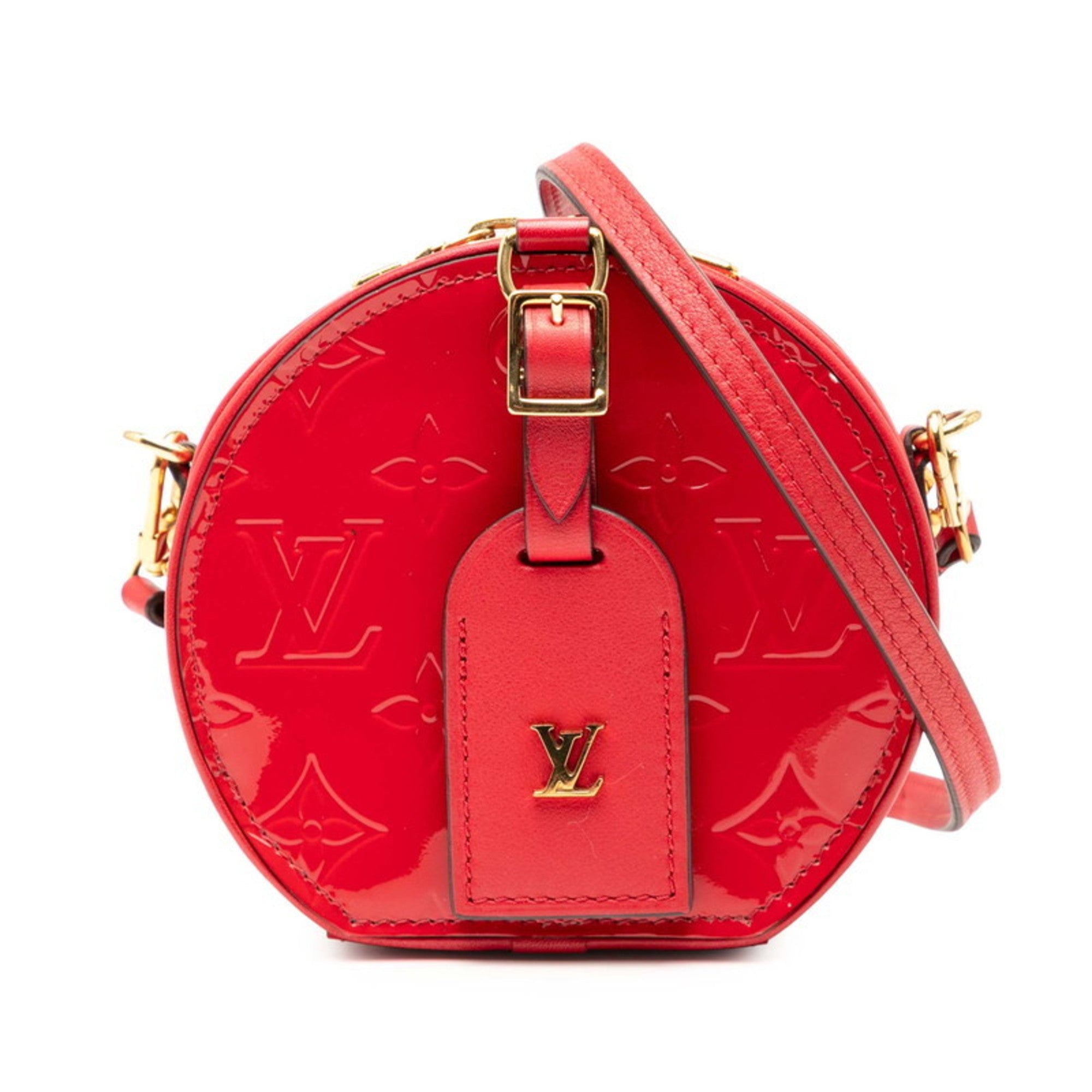 LOV Monogram Vernis Mini Boite Chapeau Crossbody Shoulder Bag M90498 Rouge Patent Leather Women's LOUIS VUITTON