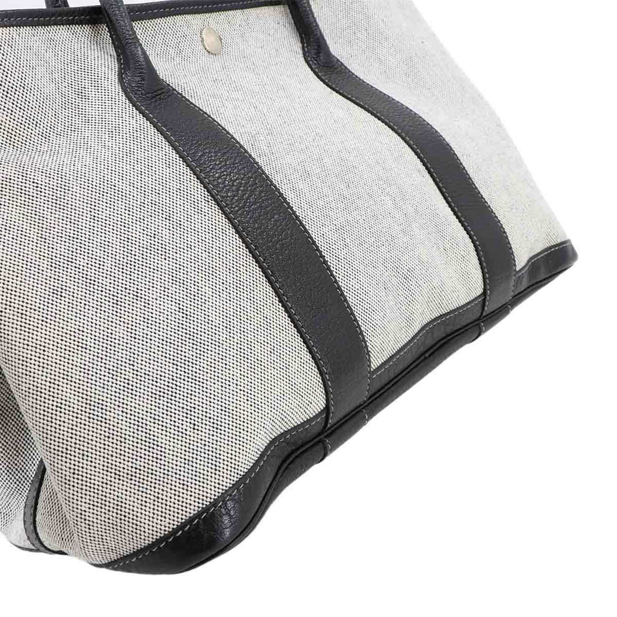 HMS Hermès Garden Party PM Tote Bag in Toile H Leather (Black and Gray) with G Stamp