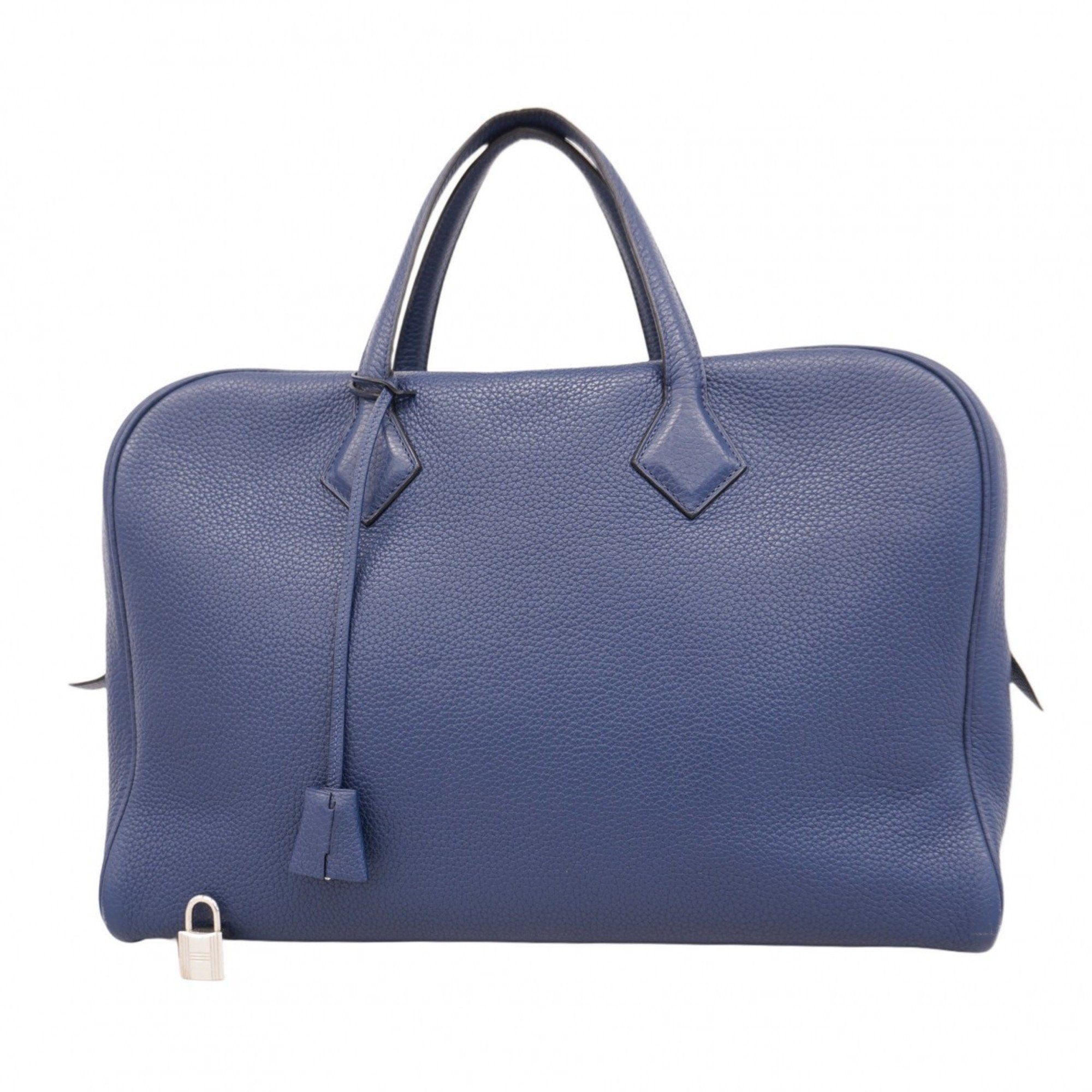 HMS Hermès Victoria 40 Tote Bag, Taurillon Clemence Leather, Blue Navy, R Stamp, Men's/Women's