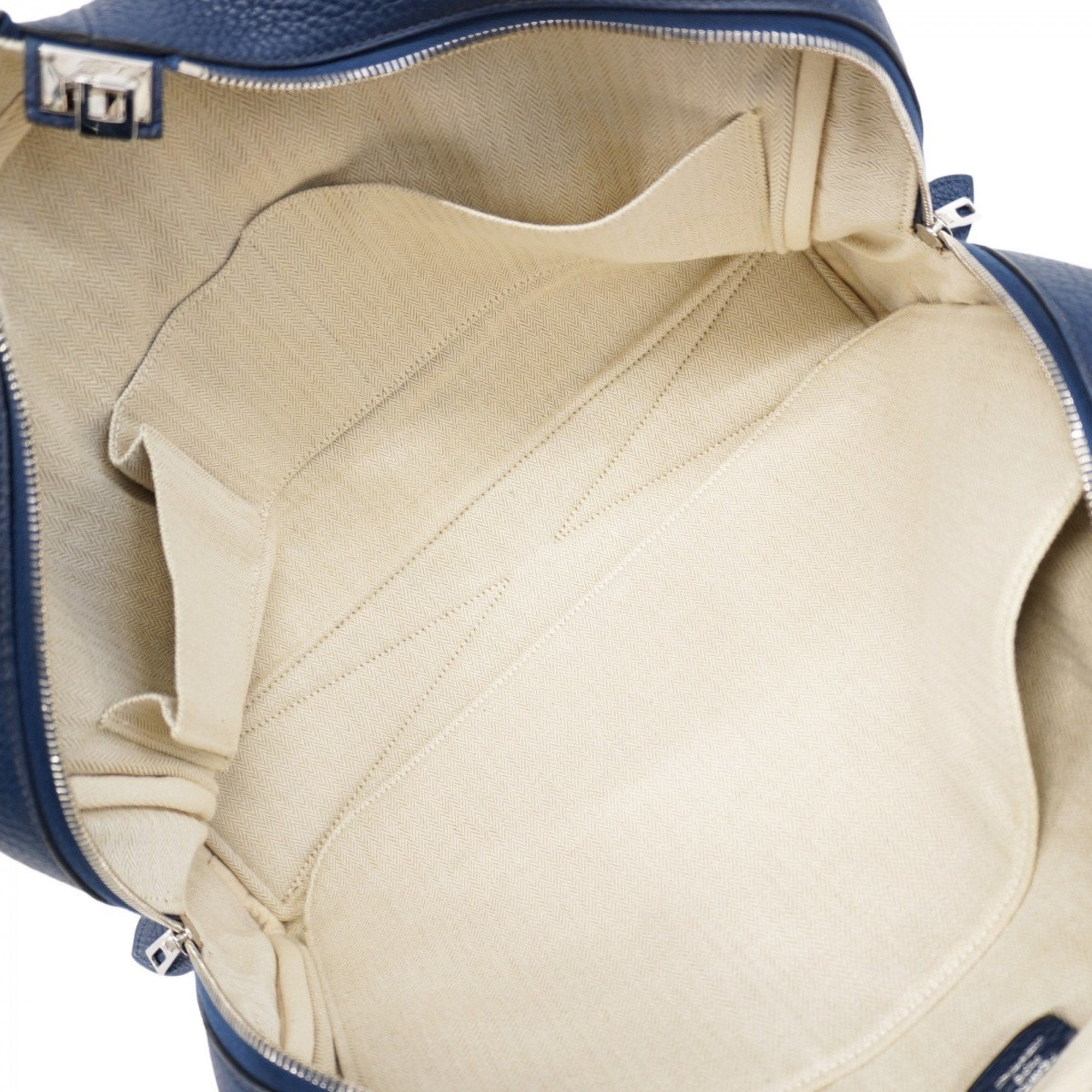 HMS Hermès Victoria 40 Tote Bag, Taurillon Clemence Leather, Blue Navy, R Stamp, Men's/Women's