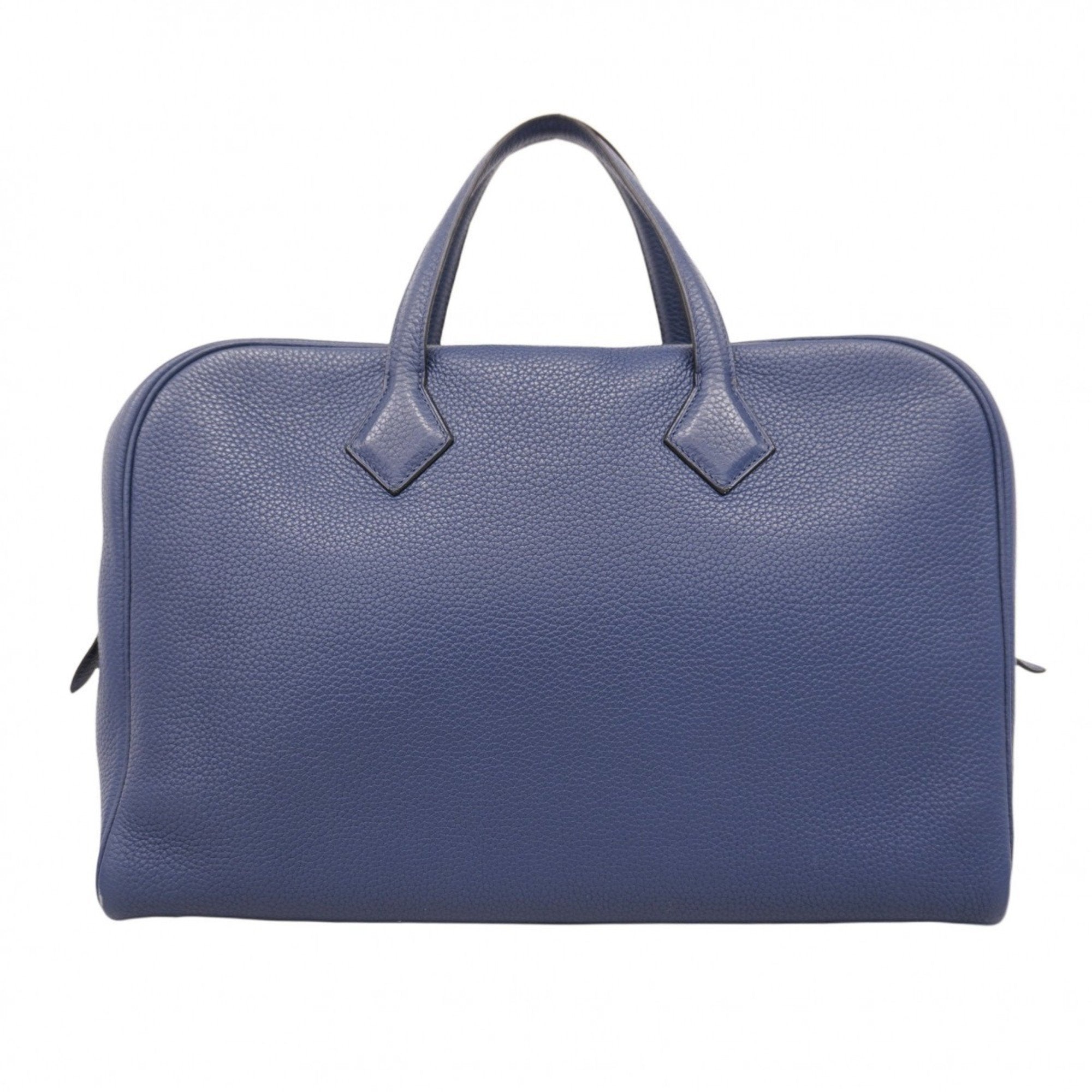 HMS Hermès Victoria 40 Tote Bag, Taurillon Clemence Leather, Blue Navy, R Stamp, Men's/Women's