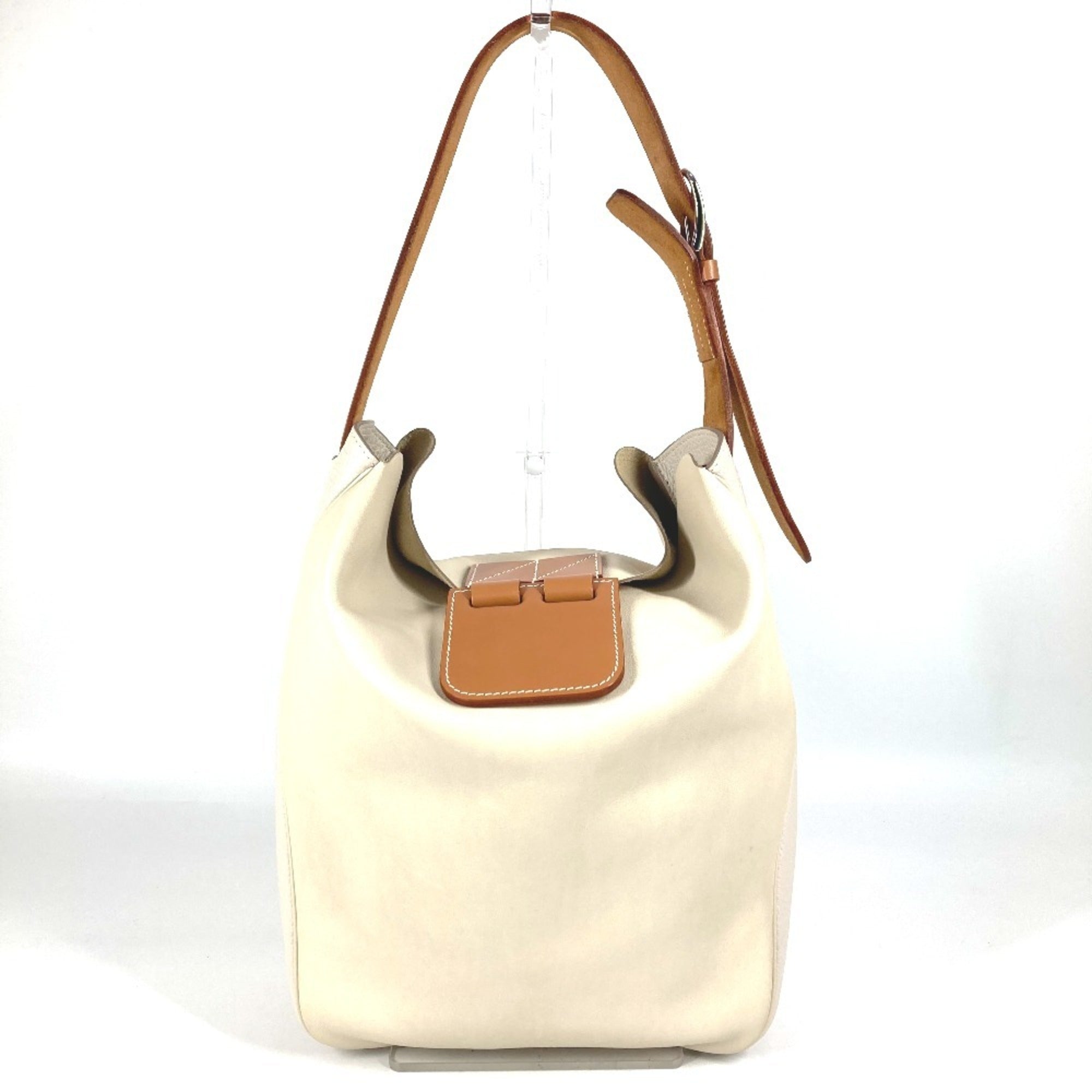 HMS Villevolt 24 Shoulder Tote Bag, Leather, Men's and Women's, Ivory