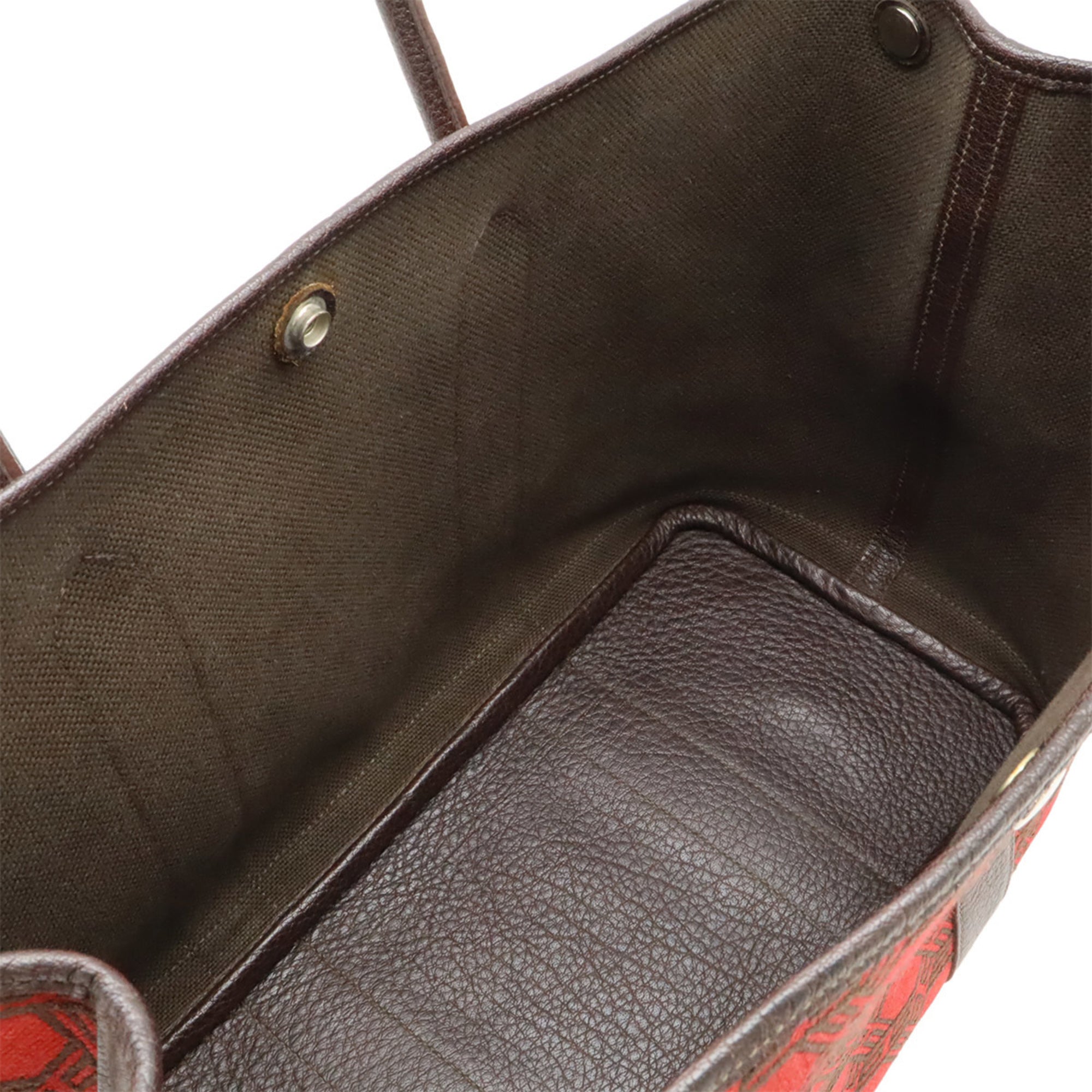 HMS Garden PM 36 Tote Bag, Handbag, Toile Seau H Leather, Rouge Garance Red, K Stamp