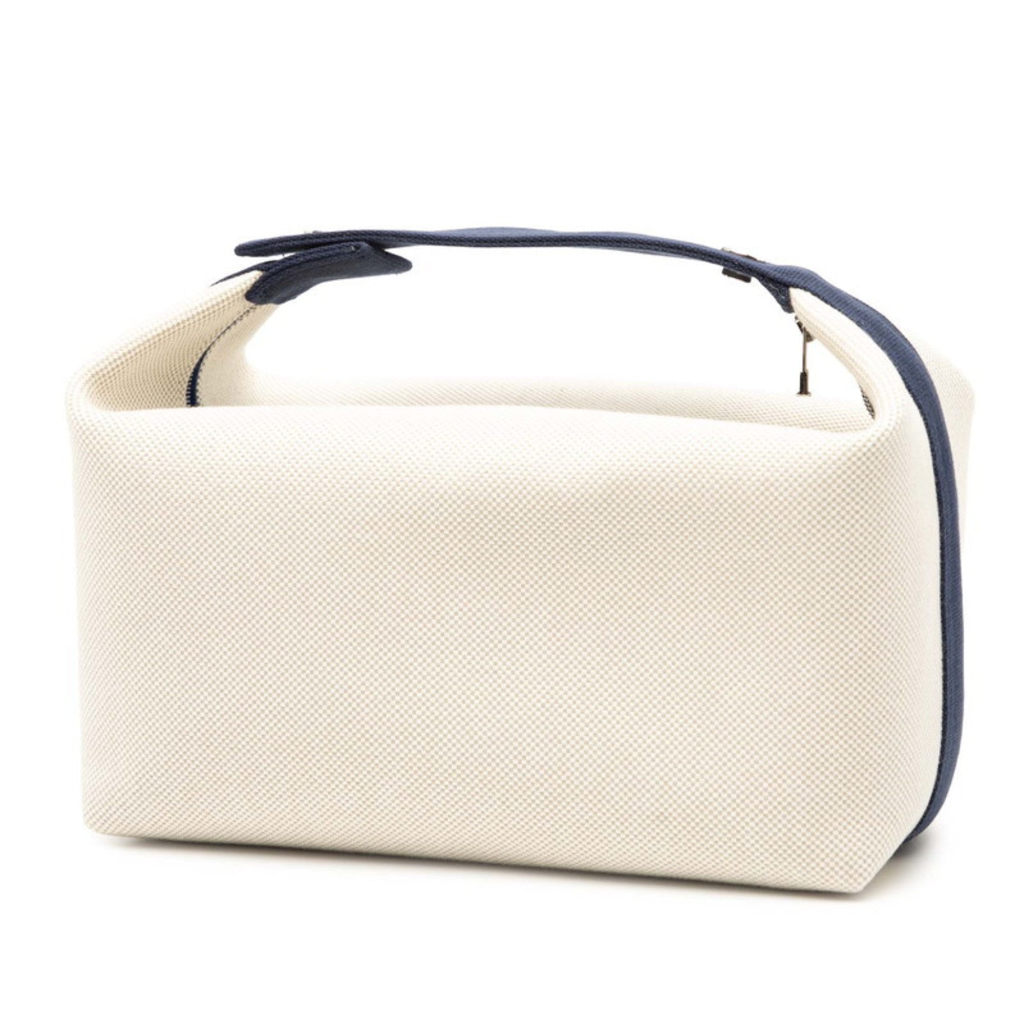 HMS Hermès Brid a Black GM Cabriole Handbag in Beige and Navy Toile H for Women