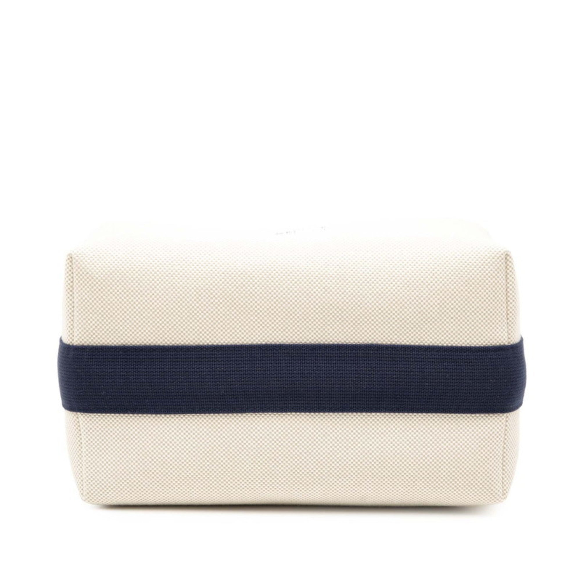 HMS Hermès Brid a Black GM Cabriole Handbag in Beige and Navy Toile H for Women