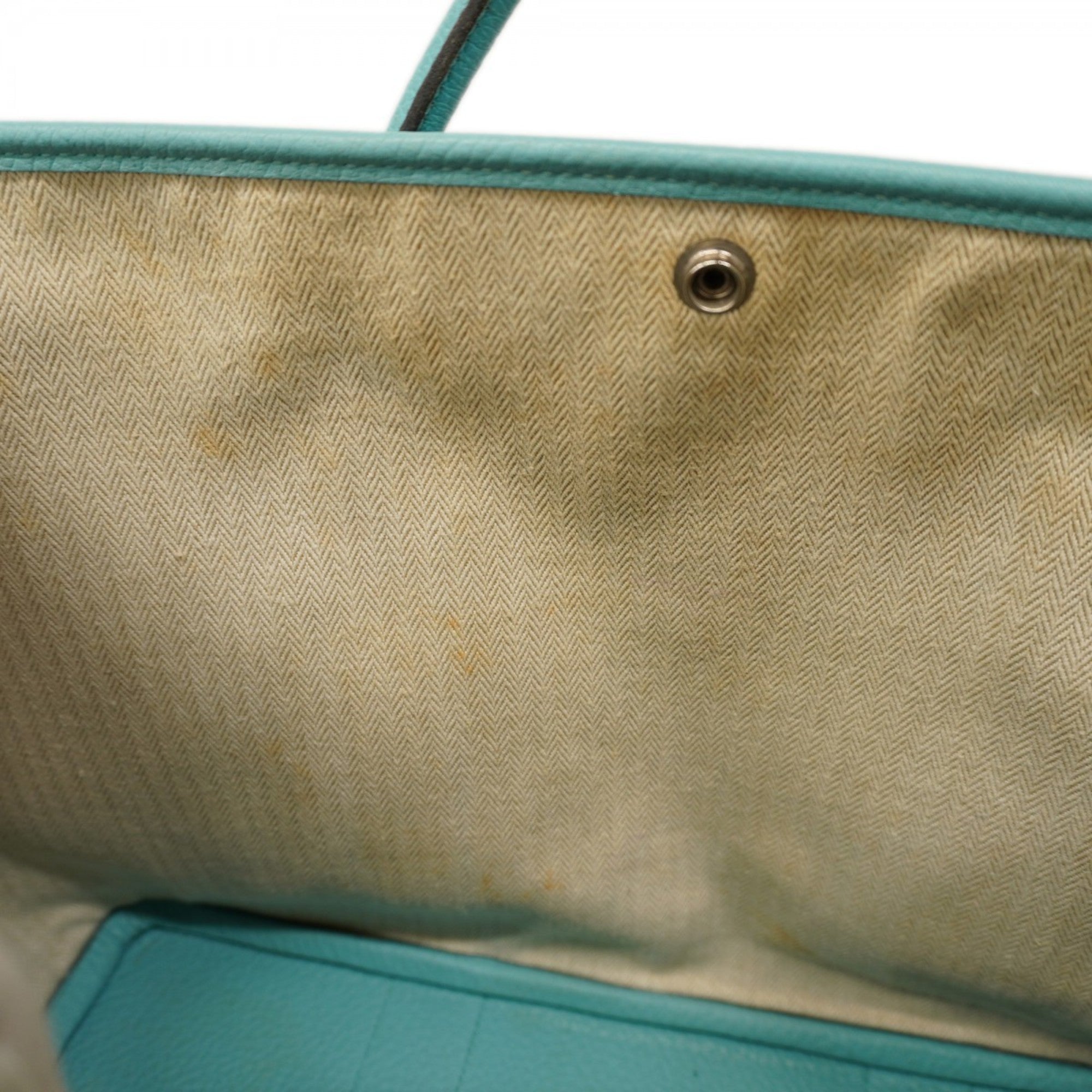 HMS Hermès Garden PM Country Blue Atoll Tote Bag with T Stamp for Women