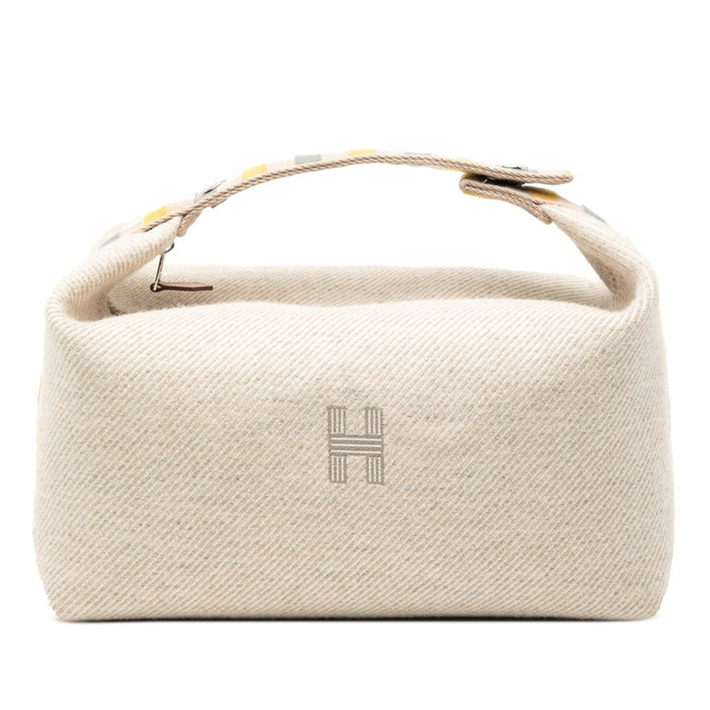 HMS Hermès Brid A Black GM Handbag in Natural Beige and Gray Canvas for Women
