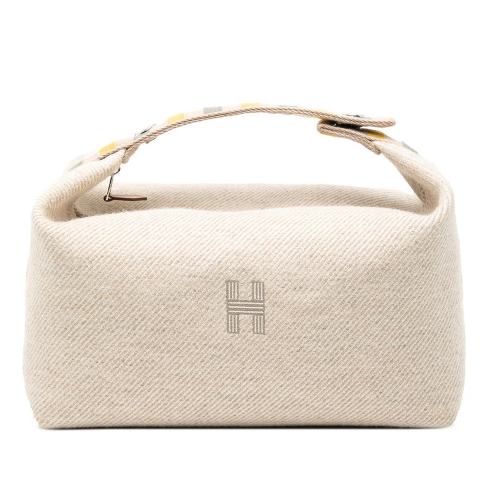 HMS Hermès Brid A Black GM Handbag in Natural Beige and Gray Canvas for Women