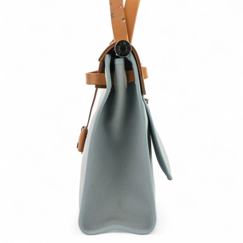 HMS Hermes Airbag Zip PM 2-way Handbag/Shoulder Bag, T Stamp, Blue/Brown, Women's