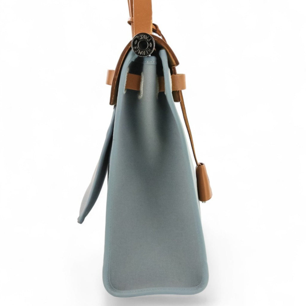 HMS Hermes Airbag Zip PM 2-way Handbag/Shoulder Bag, T Stamp, Blue/Brown, Women's