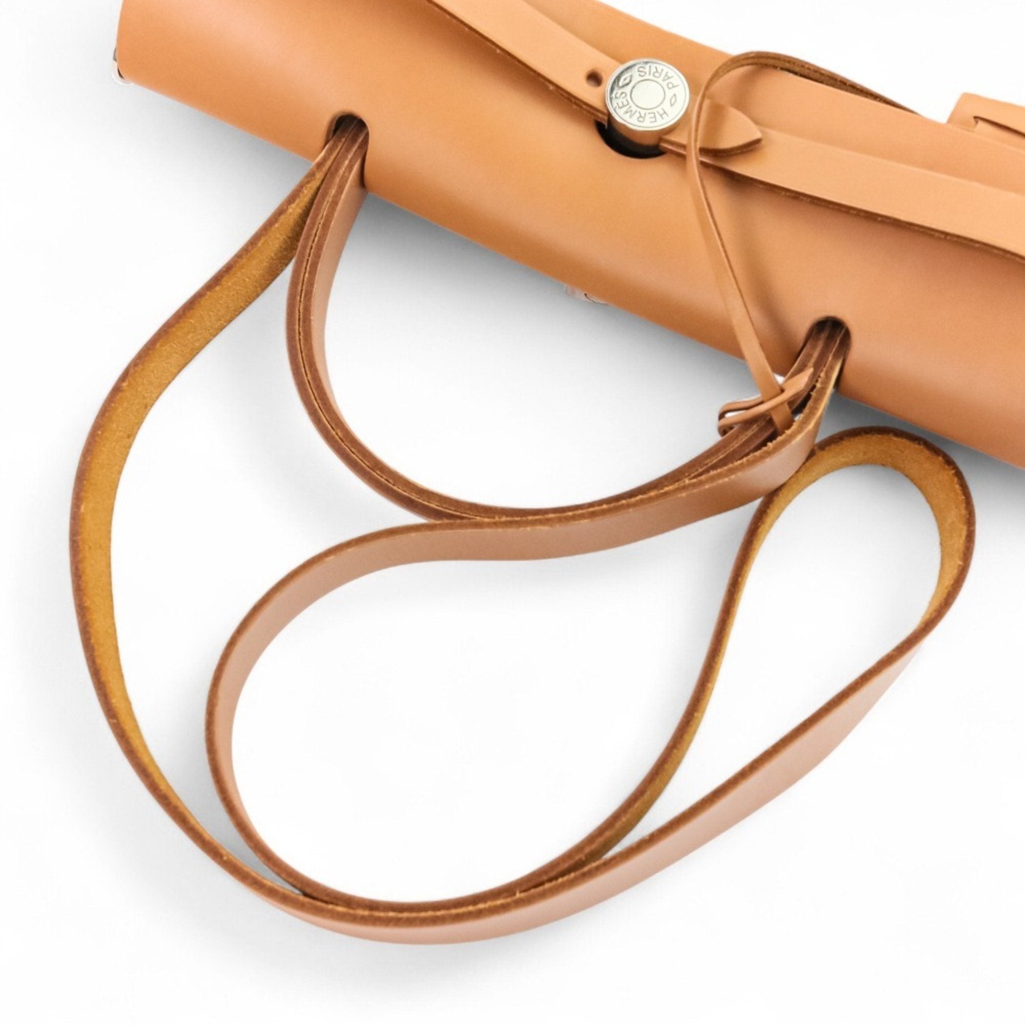 HMS Hermes Airbag Zip PM 2-way Handbag/Shoulder Bag, T Stamp, Blue/Brown, Women's