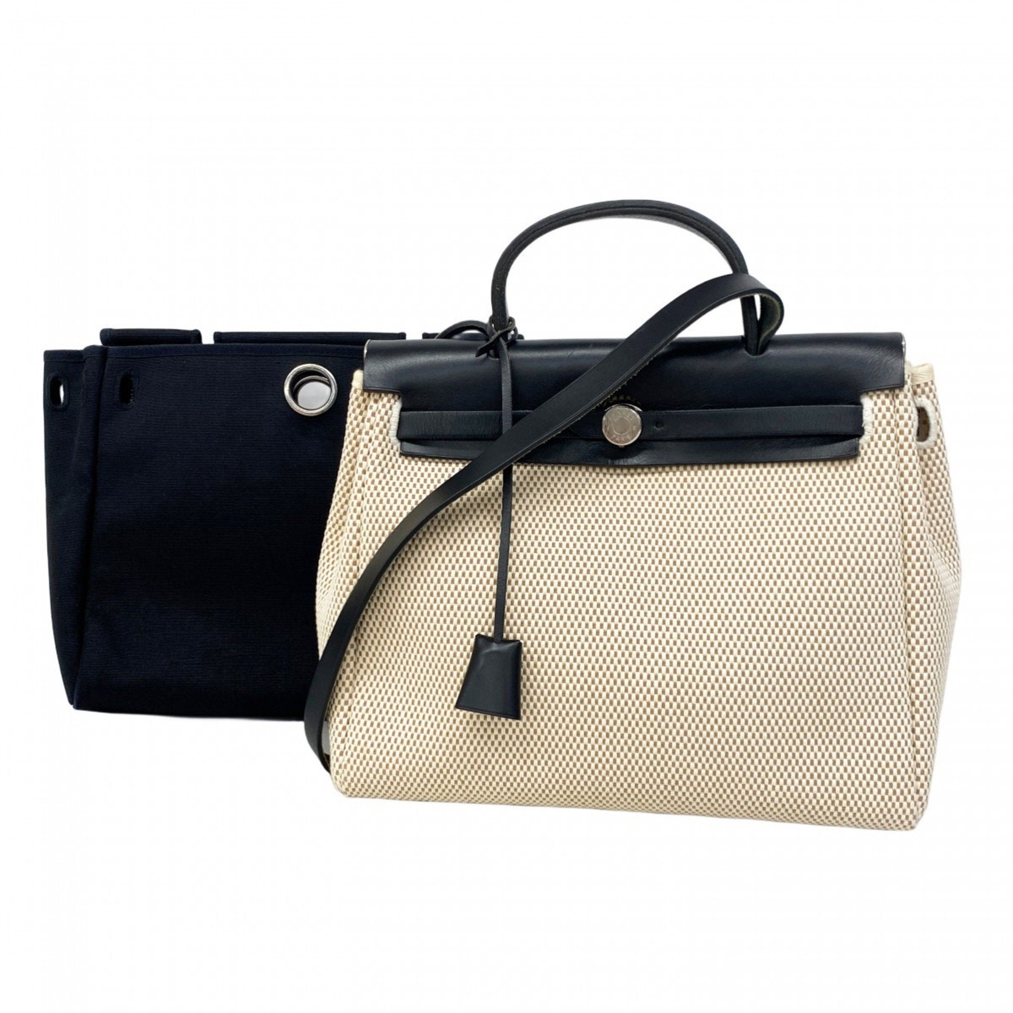 HMS Hermès Handbag, Airbag PM, Toile GM, Black, G Stamp, 2-Way Bag for Women