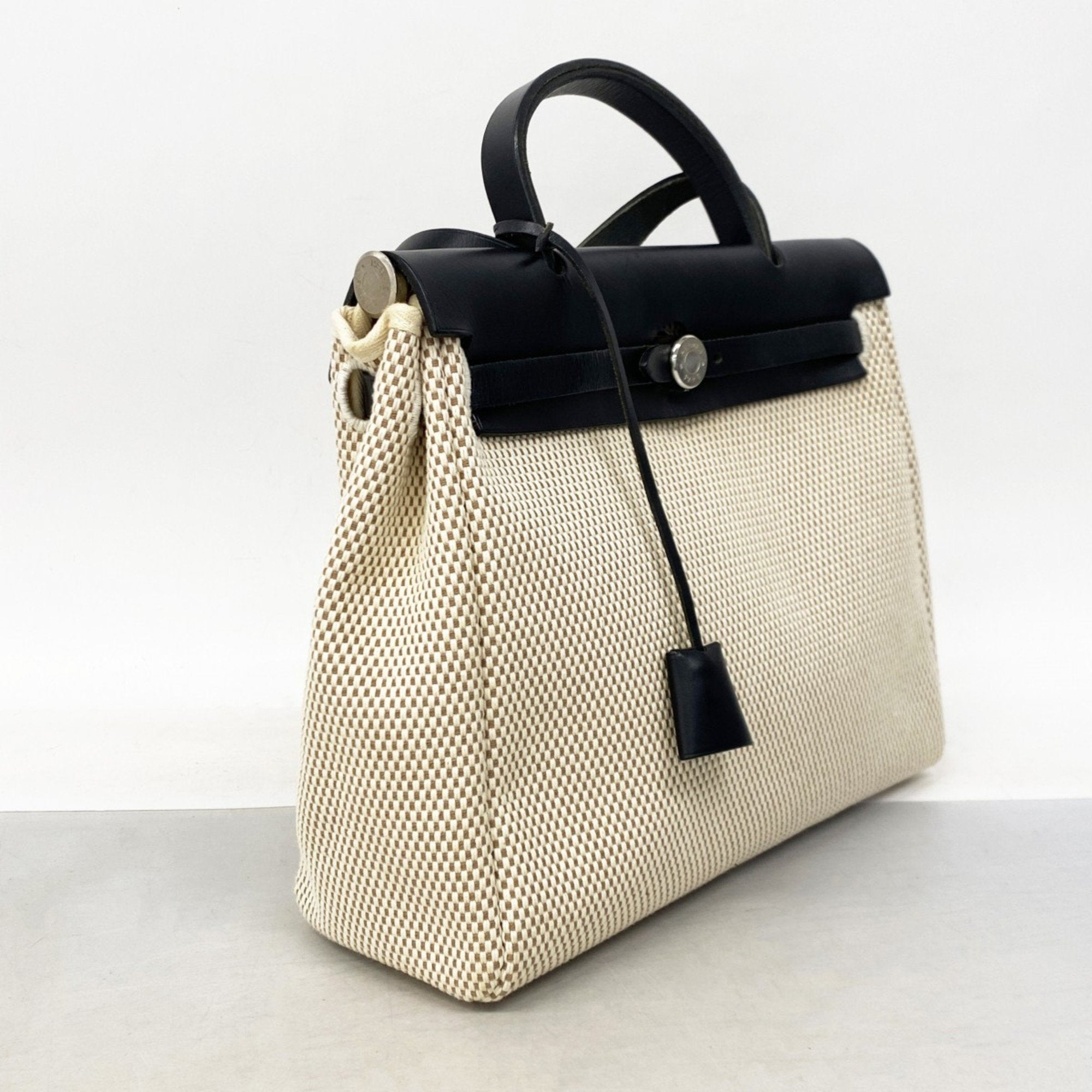 HMS Hermès Handbag, Airbag PM, Toile GM, Black, G Stamp, 2-Way Bag for Women