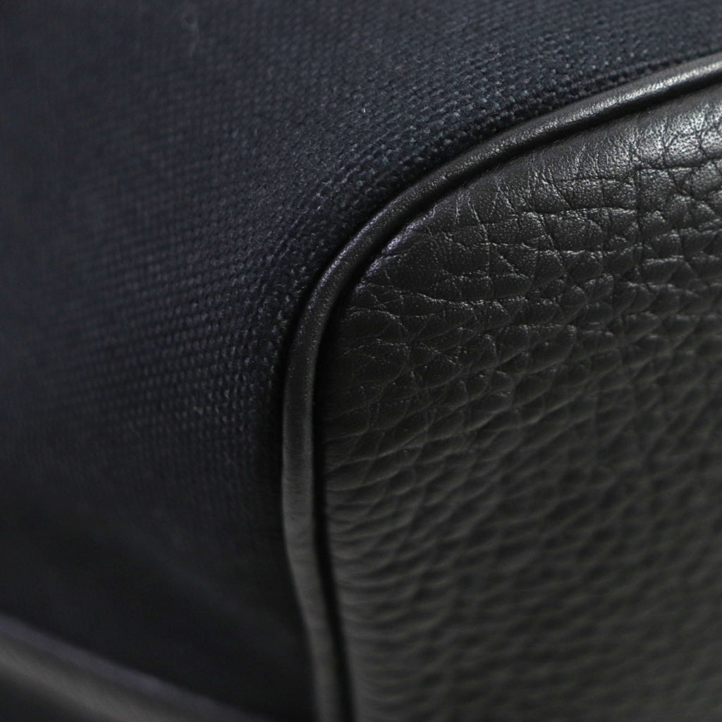 HMS Pur Sangle Toile Militaire Taurillon Clemence Tote Bag, Black, Camel, U Stamp, Made in France, Men's