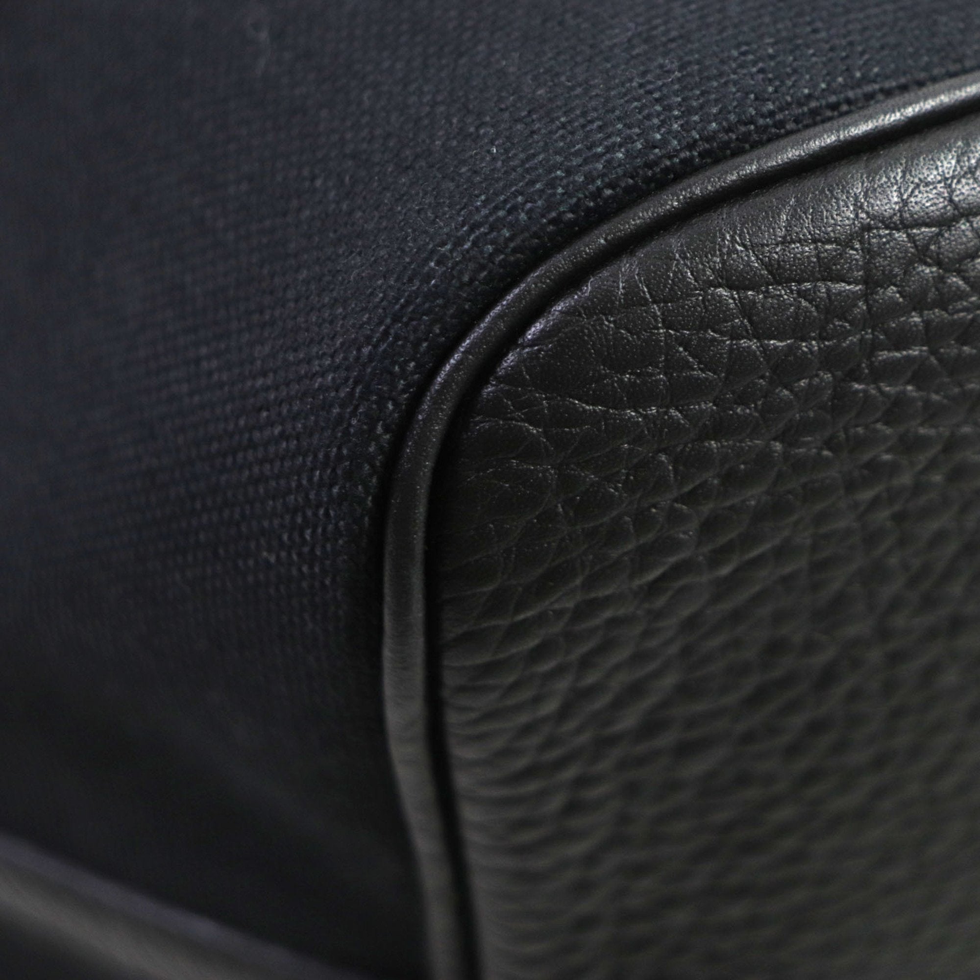 HMS Pur Sangle Toile Militaire Taurillon Clemence Tote Bag, Black, Camel, U Stamp, Made in France, Men's