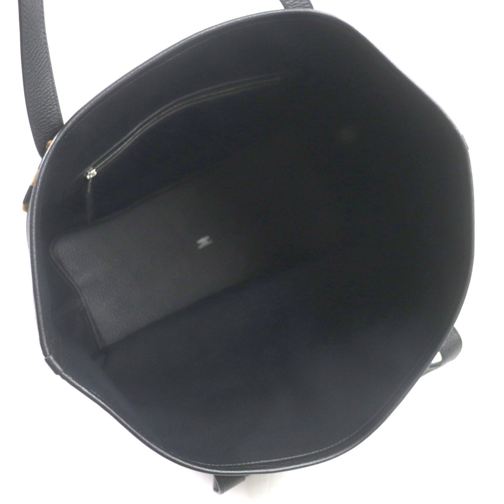 HMS Pur Sangle Toile Militaire Taurillon Clemence Tote Bag, Black, Camel, U Stamp, Made in France, Men's