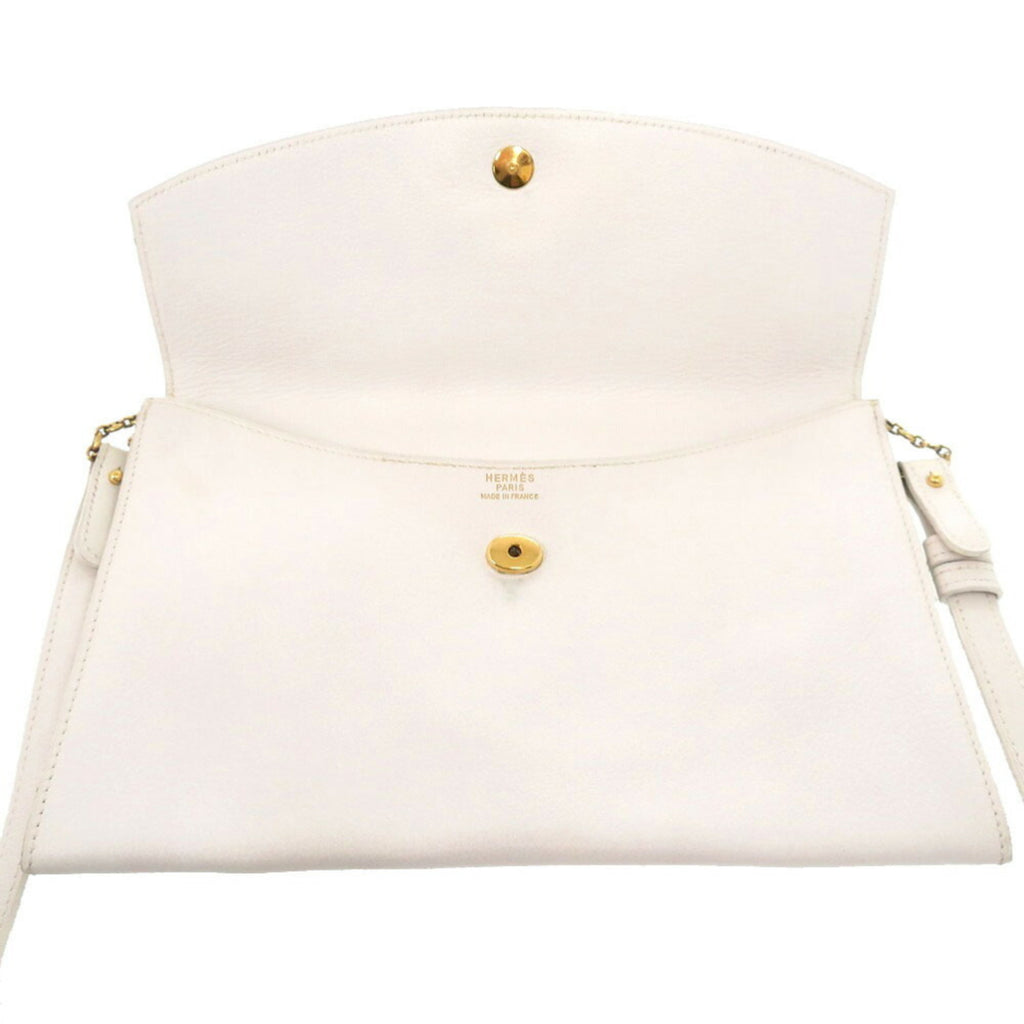 HMS Veau Gulliver White 〇K Stamped Shoulder Bag 0848 HERMES