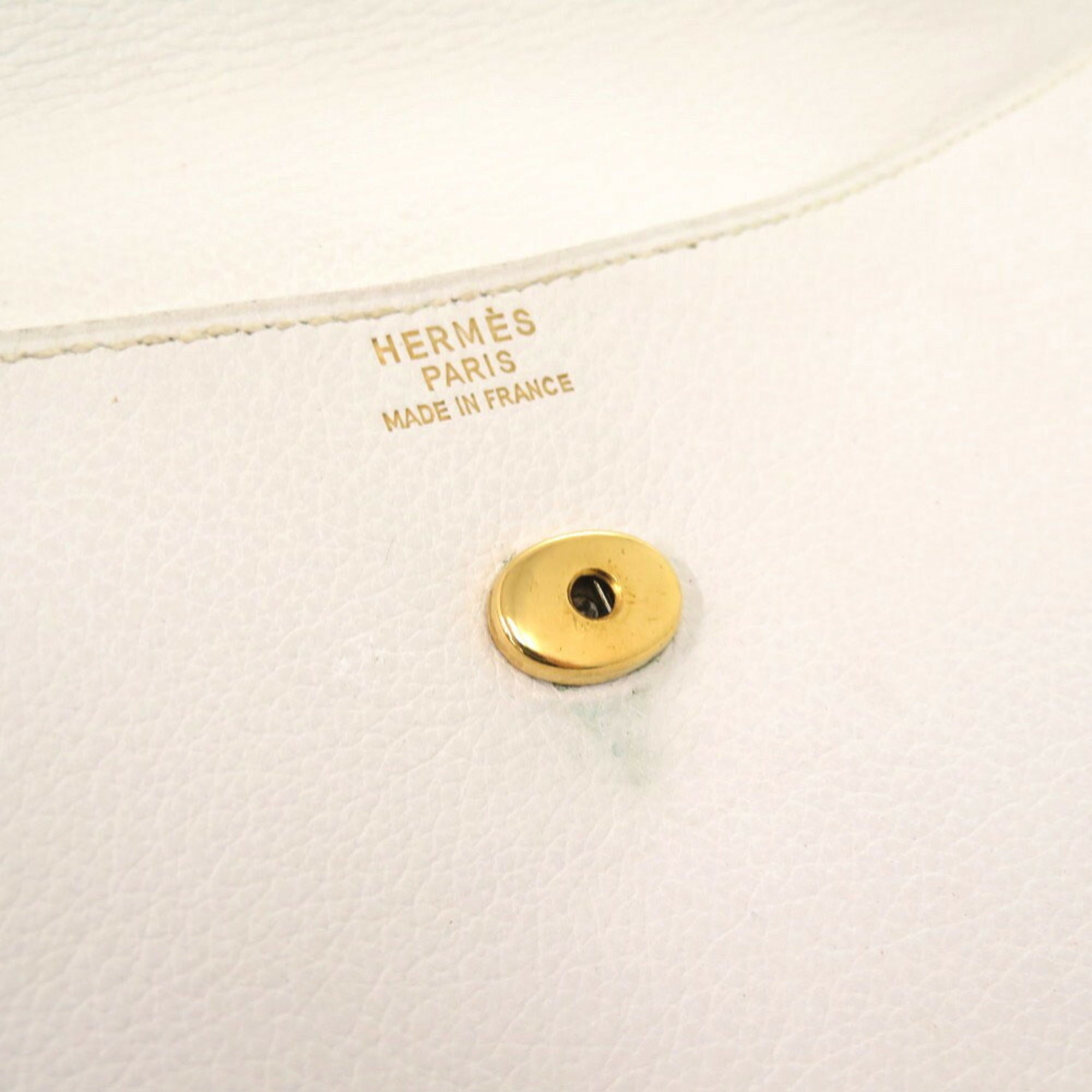 HMS Veau Gulliver White 〇K Stamped Shoulder Bag 0848 HERMES