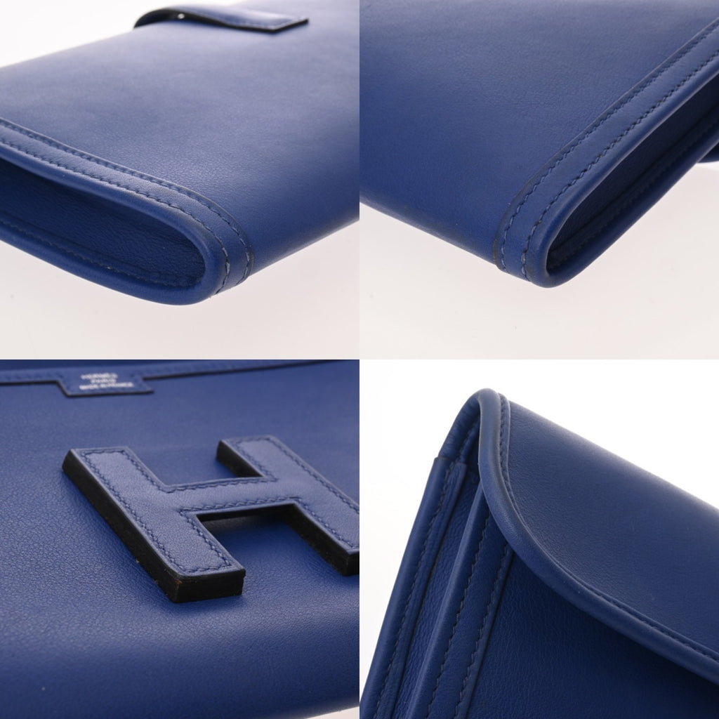 HMS Jige Elan Blue Saphir X Stamp (circa 2016) Unisex Swift Leather Clutch Bag