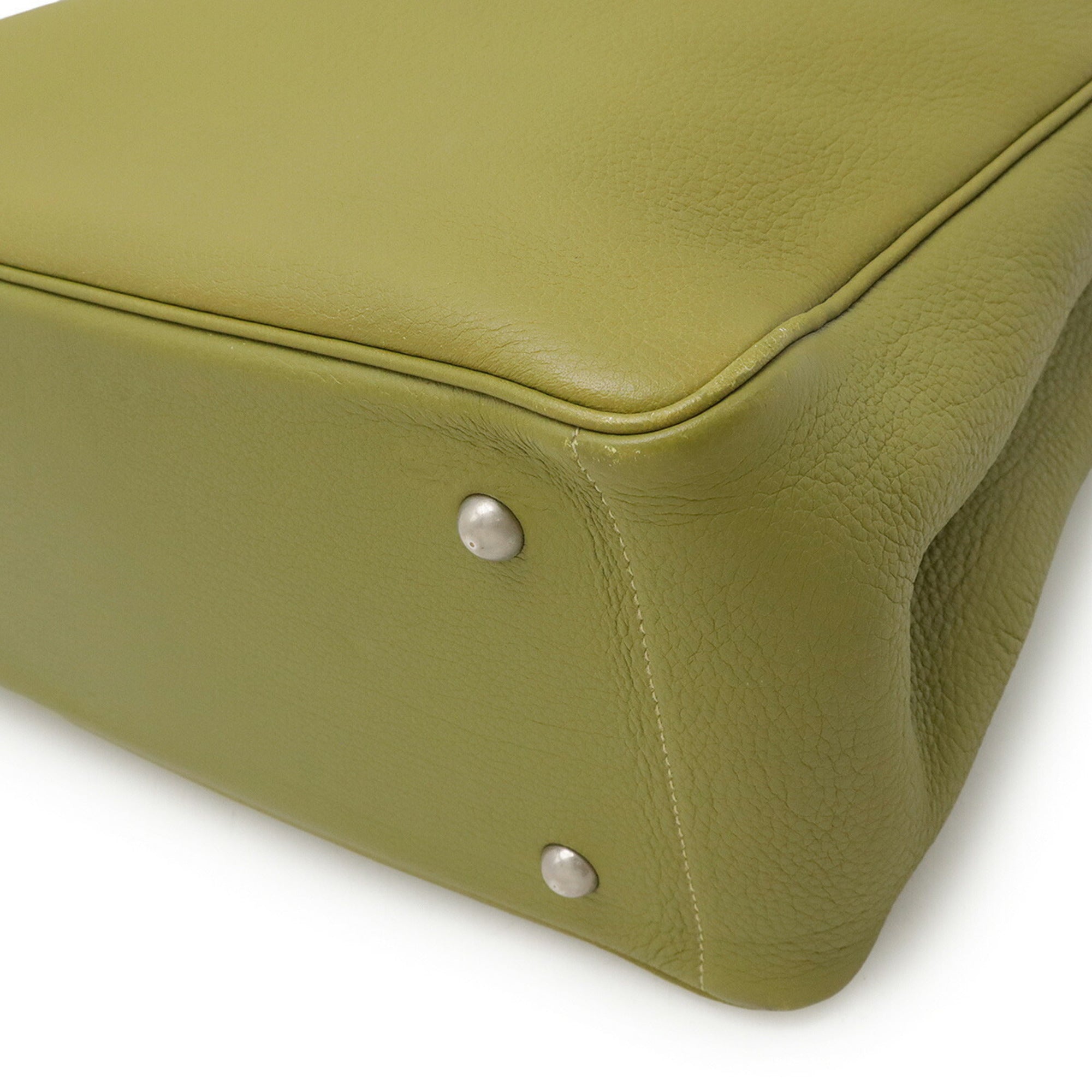 HMS Victoria Cabas 32 Tote/Shoulder Bag in Taurillon Clemence Leather, Anise Green, K Stamped