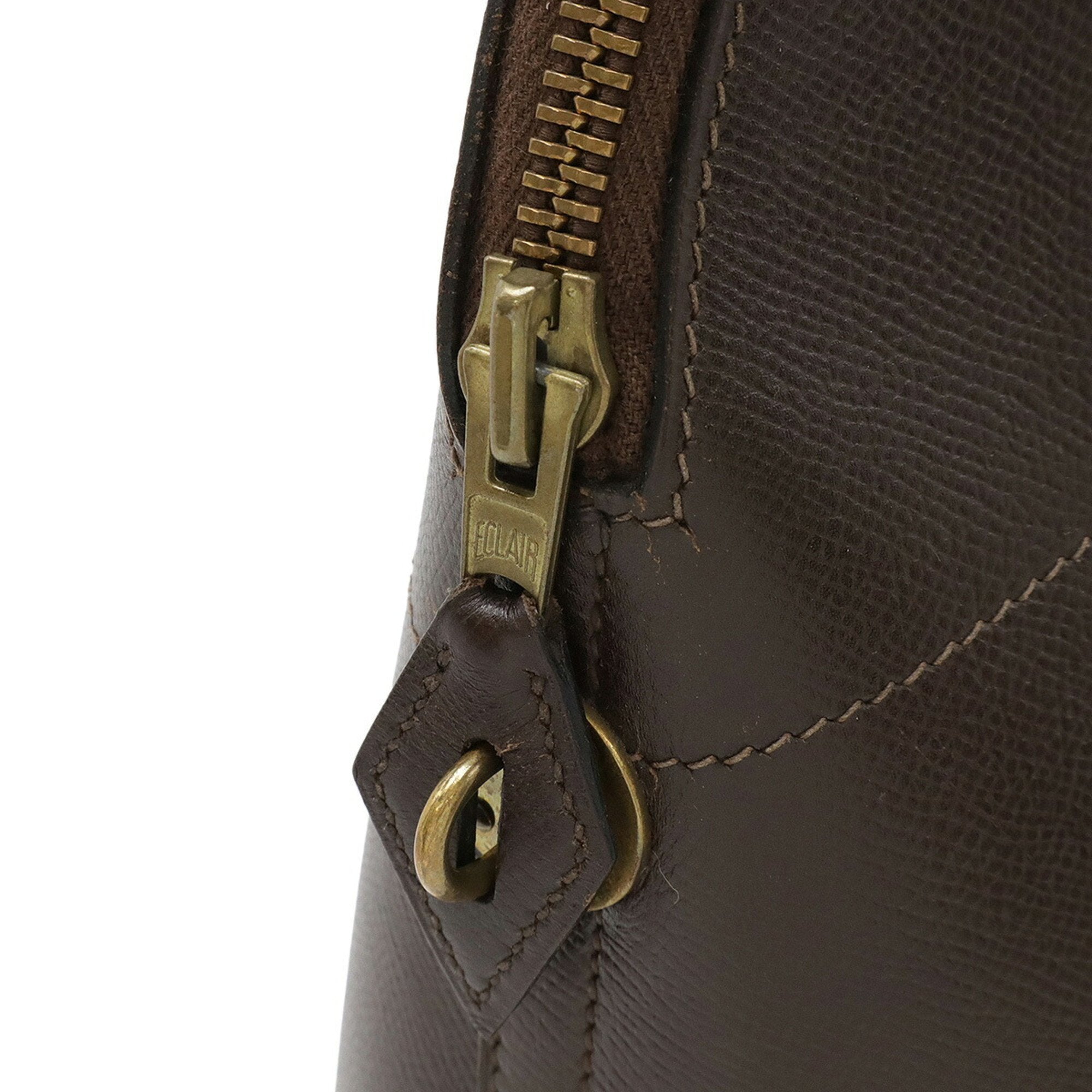 HMS Bolide 35 Handbag, Epsom Chocolate Leather, Dark Brown, ○S Stamped, Shoulder Bag